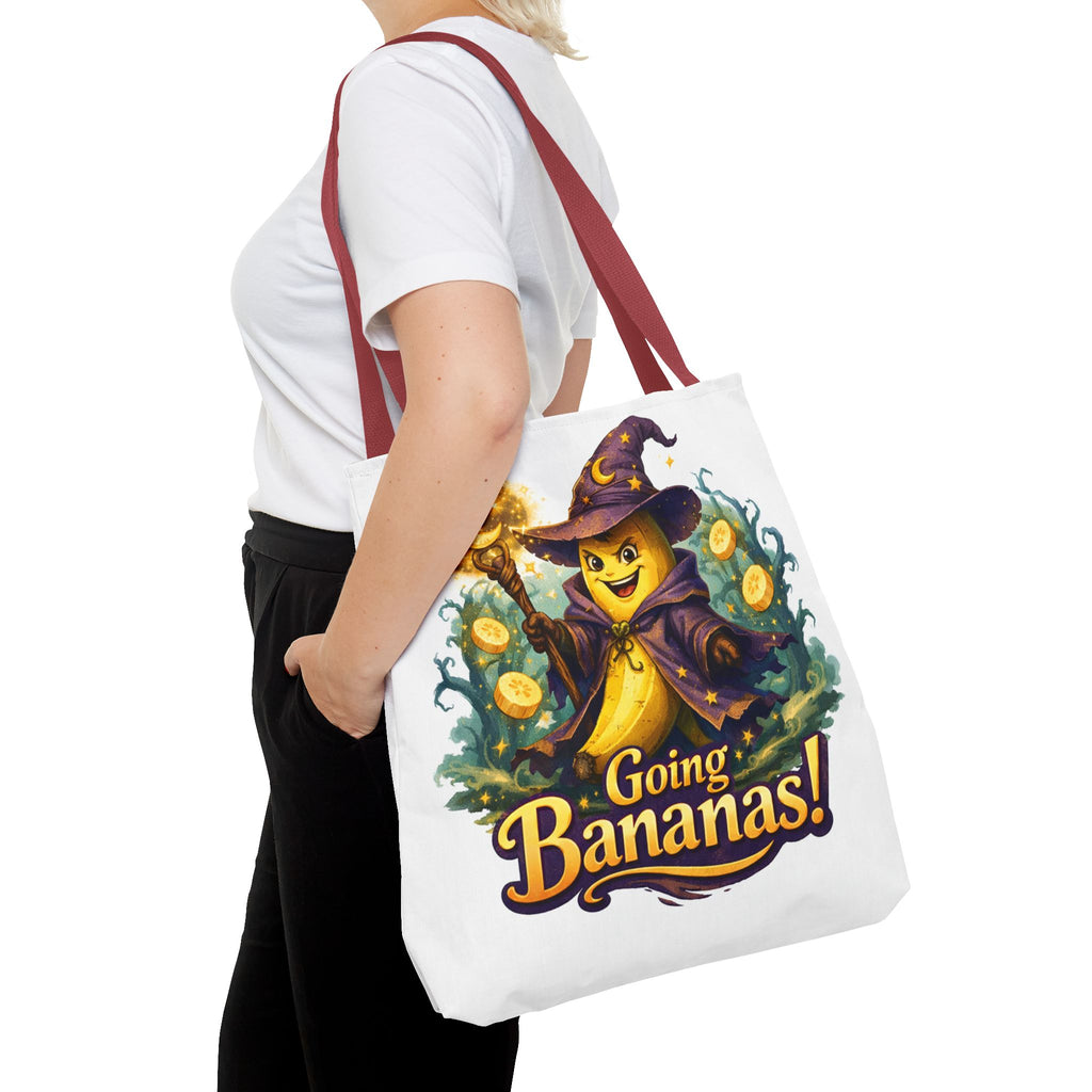 Going Bananas! Witch Banana Tote Bag — Cute Halloween Grocery & Trick-or-Treat Tote