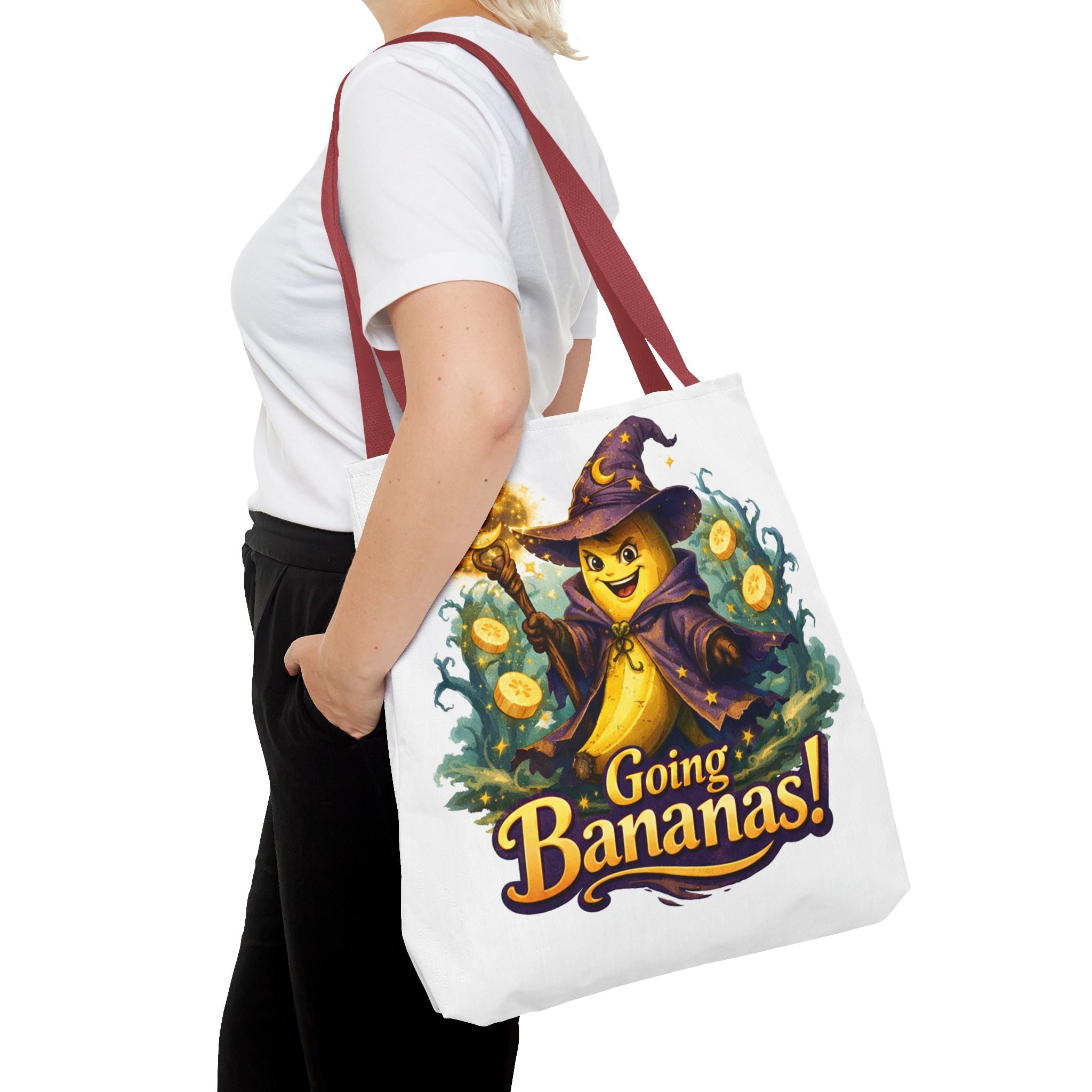 Going Bananas! Witch Banana Tote Bag — Cute Halloween Grocery & Trick-or-Treat Tote