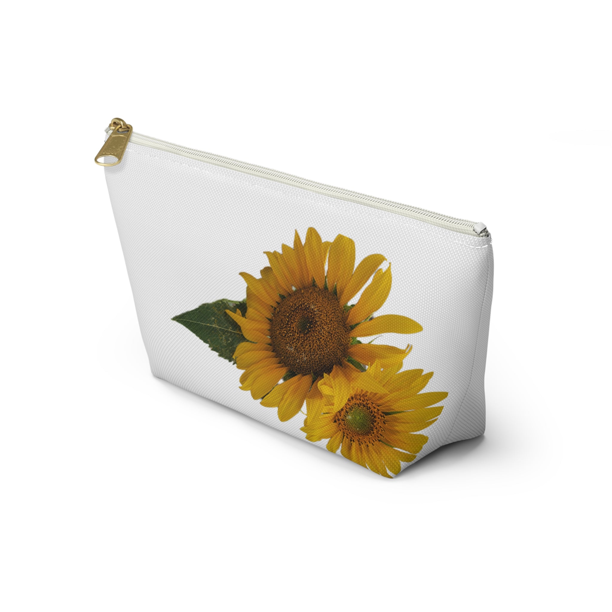 Sunflower Accessory Pouch — Floral Makeup & Travel T-Bottom Bag