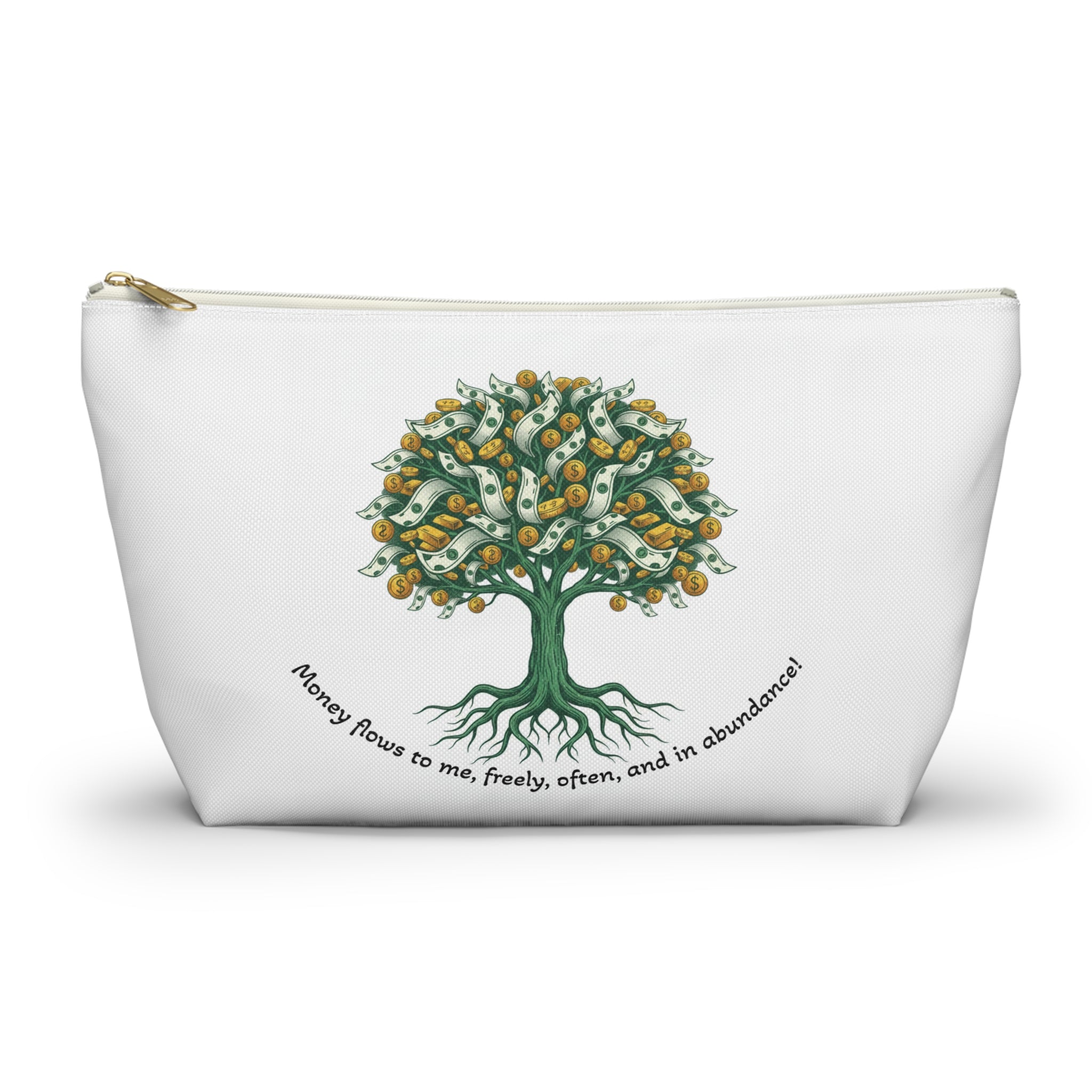Money Tree Accessory Pouch — "Money Flows to Me, Freely, Often" Cosmetic Bag