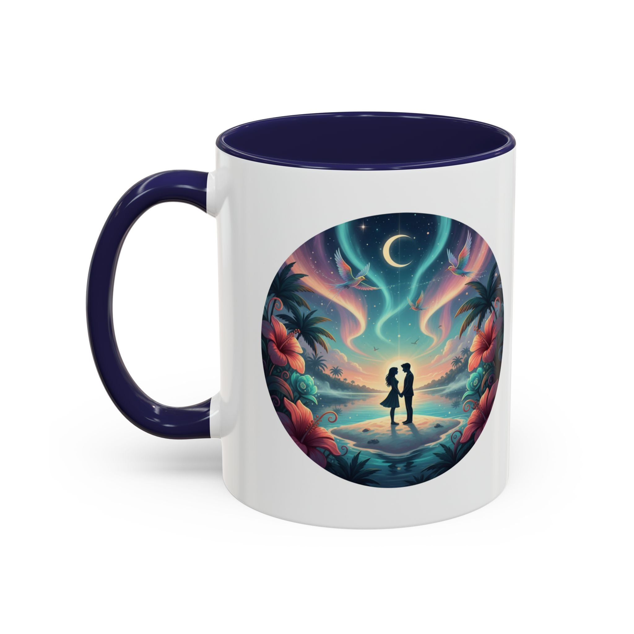 Tropical Sunset Coffee Mug — Romantic Beach Couple Accent Mug (11/15 oz)