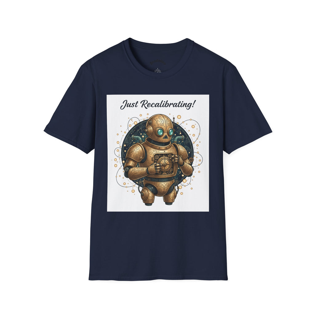 Robot T-Shirt — "Just Recalibrating!" Vintage Steampunk Space Tee