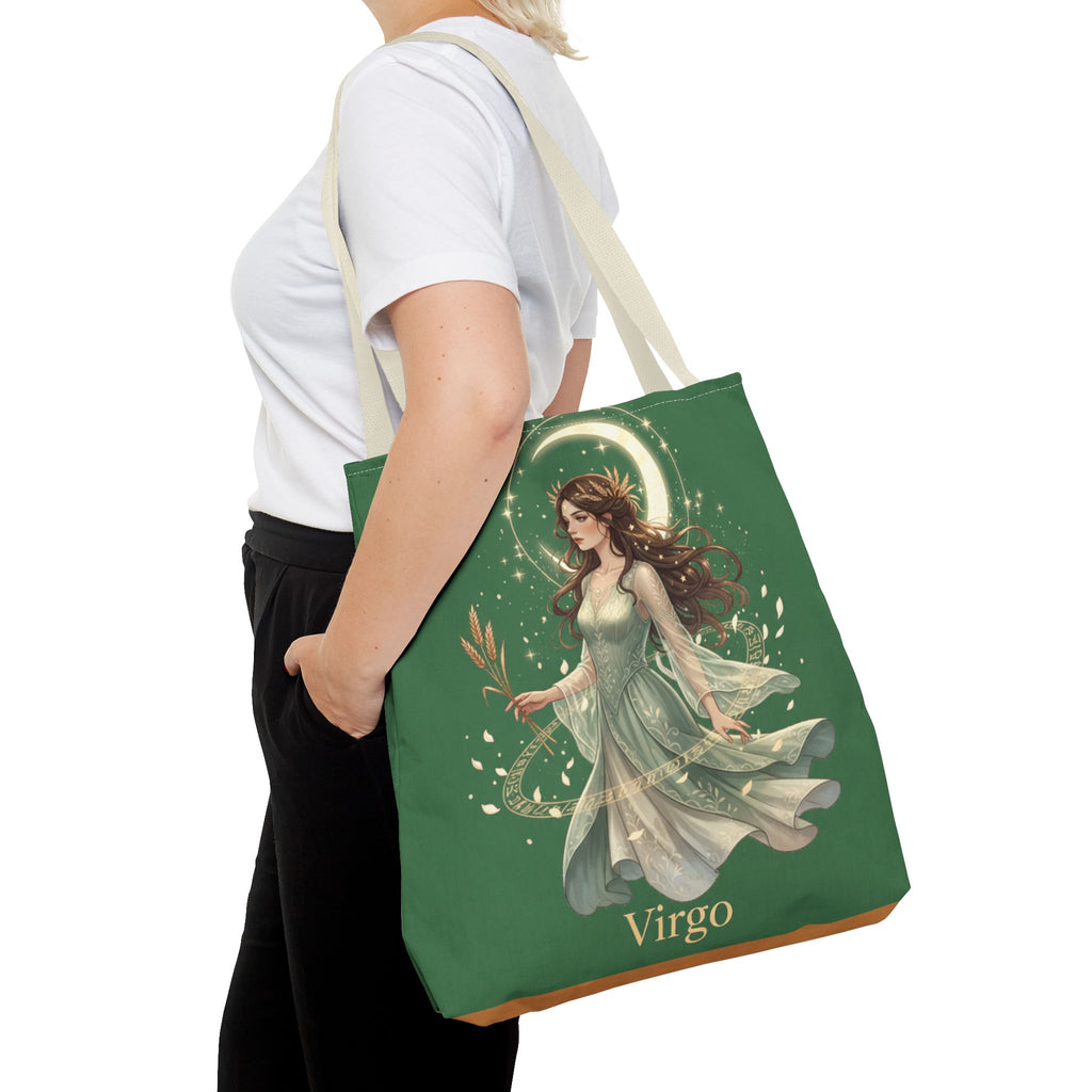 Mystic Moon Goddess Tote Bag — Ethereal Green All-Over Print Tote