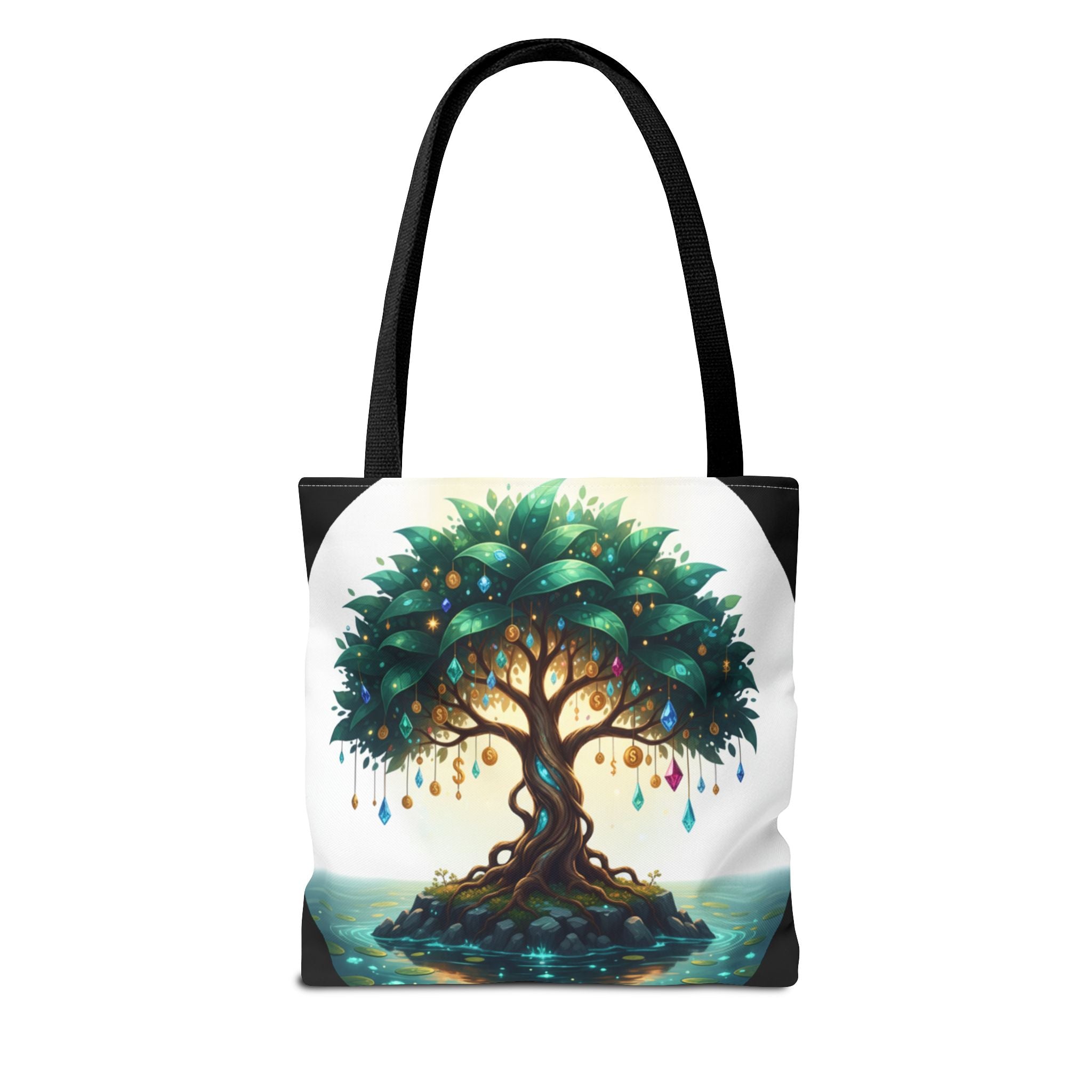 Enchanted Tree Tote Bag - Mystical Gem-Decorated Tree All-Over Print