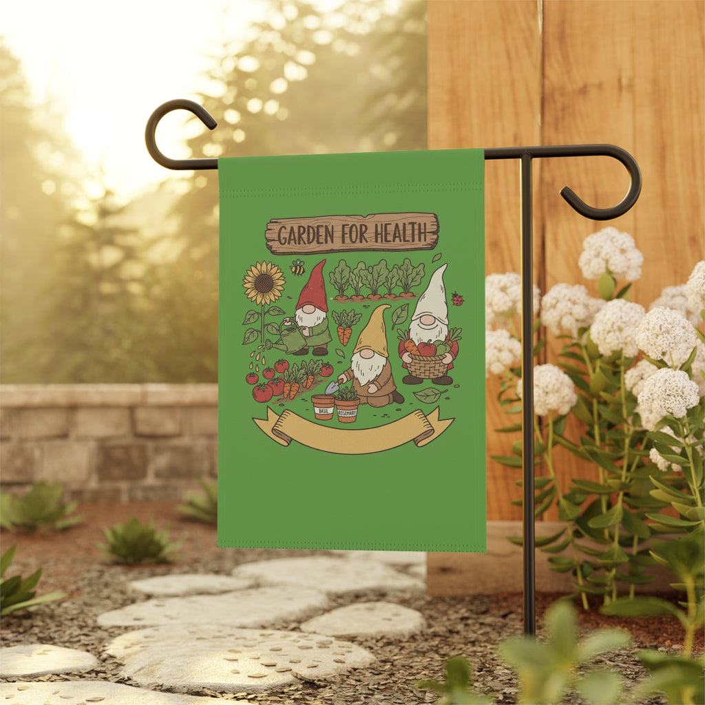 Garden Gnome Flag – "Garden for Health" Decorative House & Garden Banner