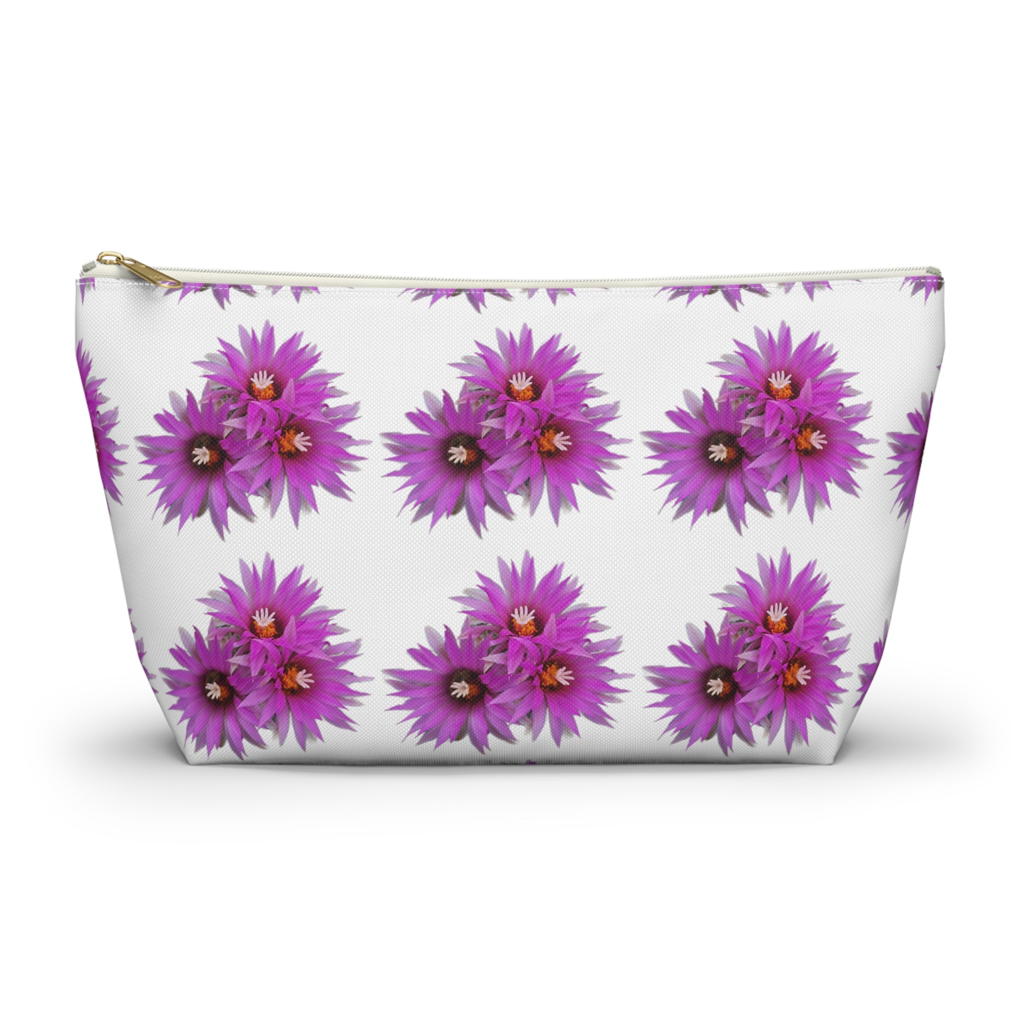 Purple Daisy Accessory Pouch — Floral Makeup & Travel T-Bottom Bag
