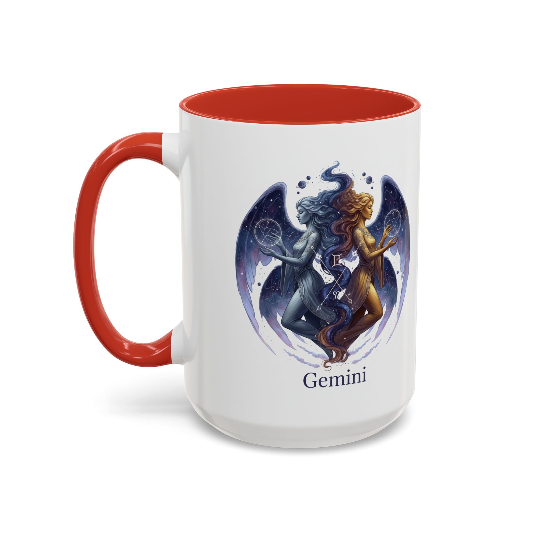 Gemini Zodiac Coffee Mug — Twin Stars Astrology Accent Mug (11/15oz)