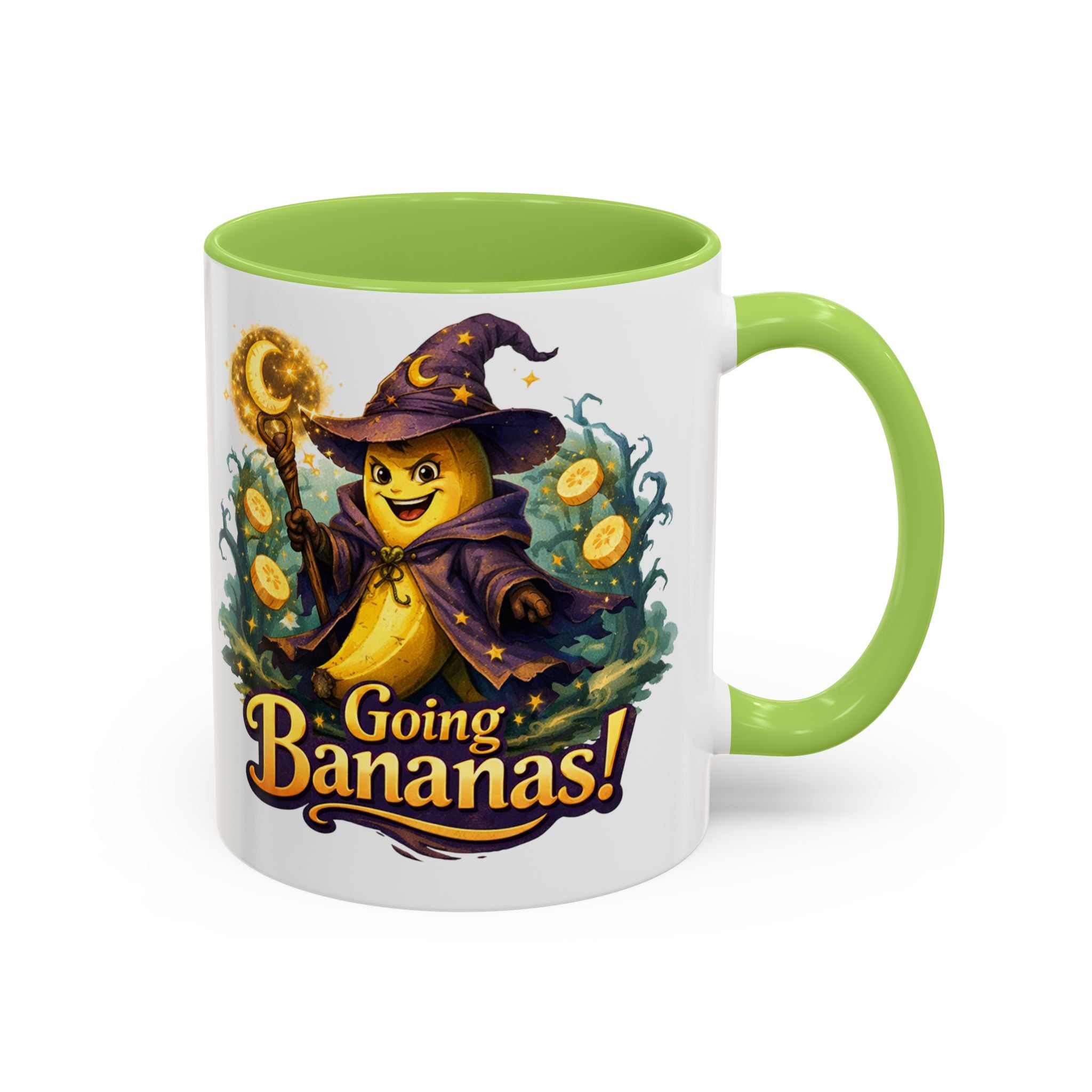 Going Bananas! Witch Banana Accent Coffee Mug — Fun Halloween Coffee Cup (11/15oz)