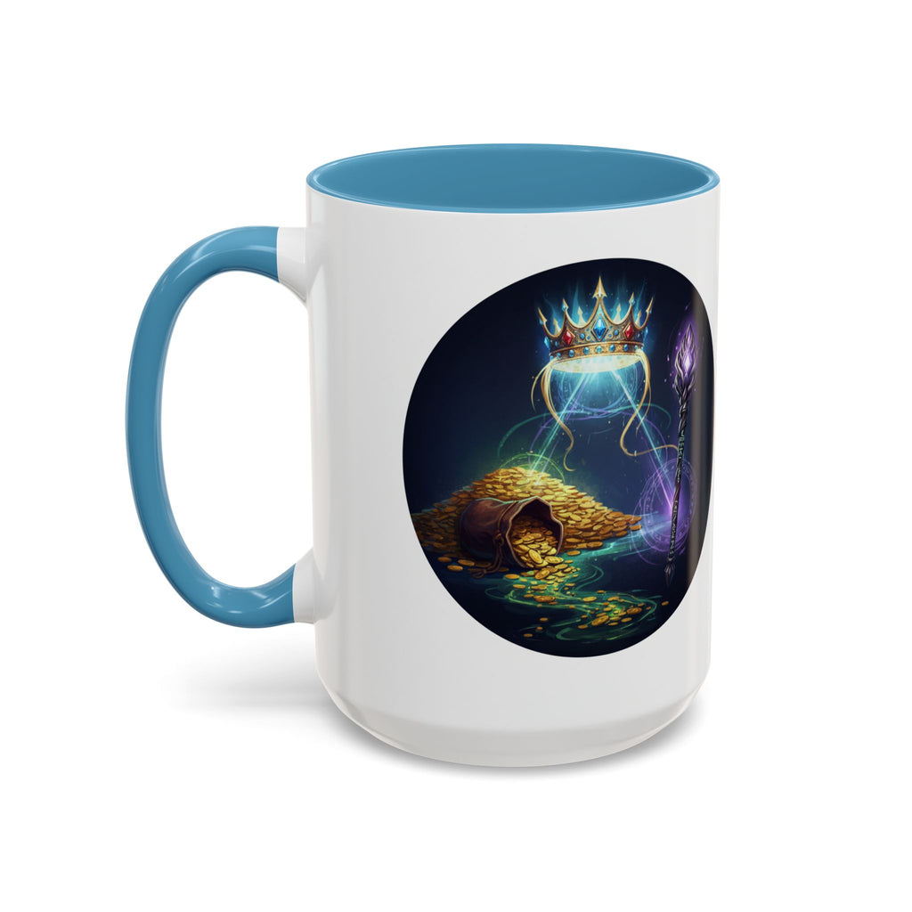 Magic Crown Coffee Mug — Fantasy Wizard Staff & Spilled Gold Accent Mug (11/15 oz)