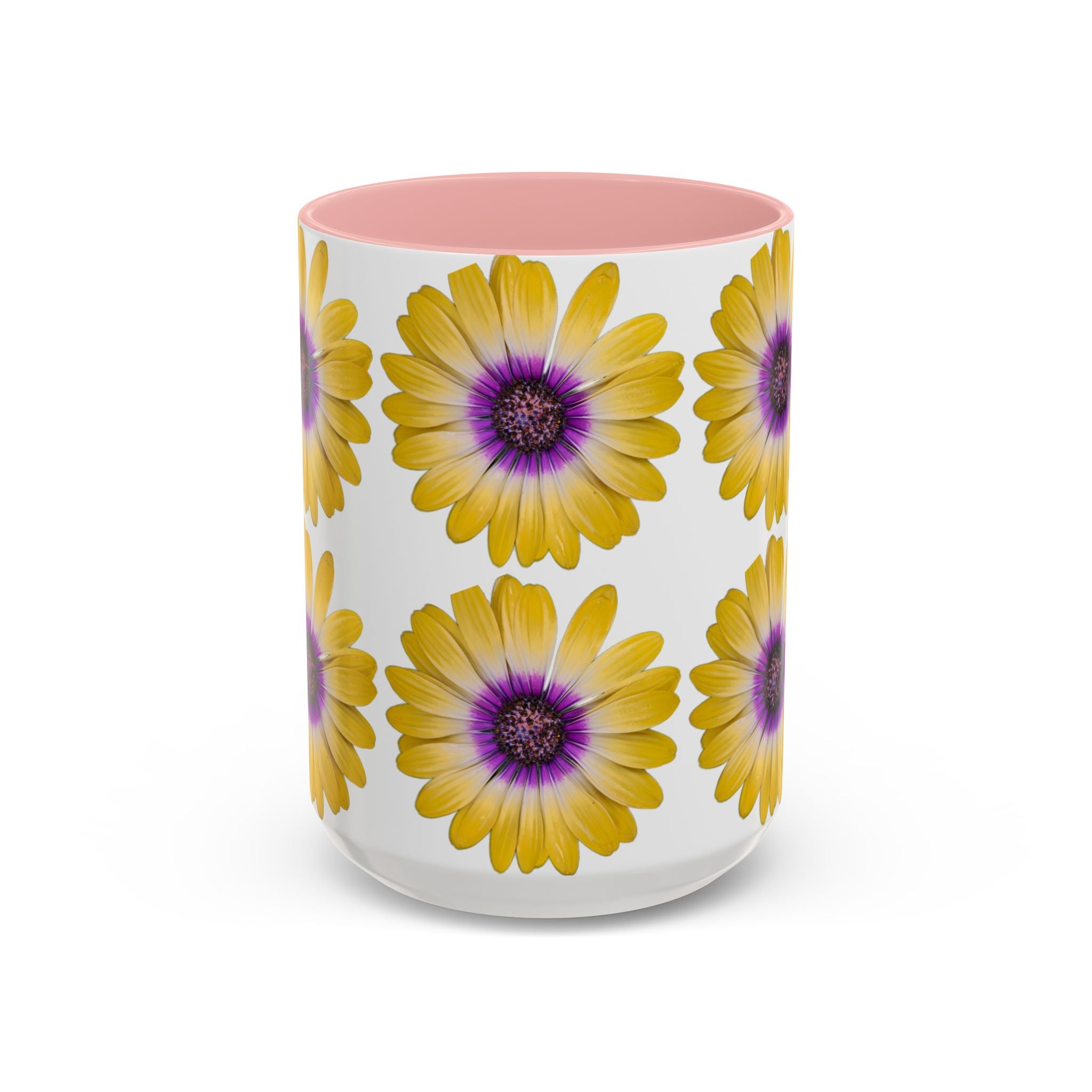 Yellow Purple Daisy Accent Coffee Mug – Floral Pattern 11/15oz