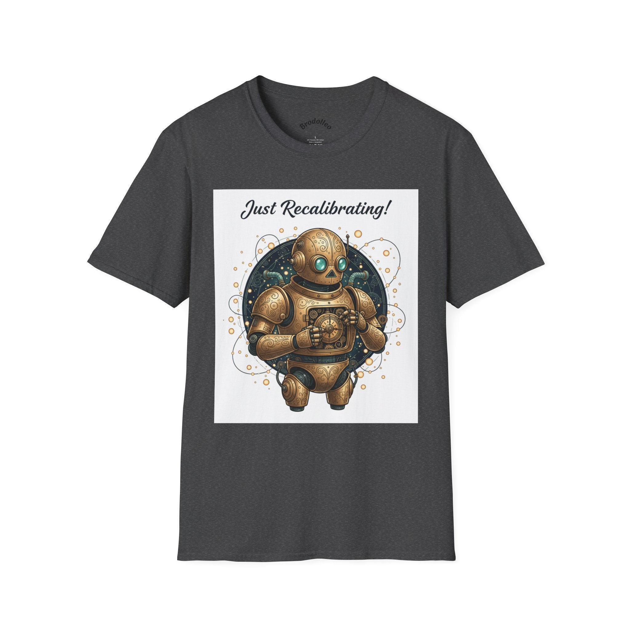Robot T-Shirt — "Just Recalibrating!" Vintage Steampunk Space Tee