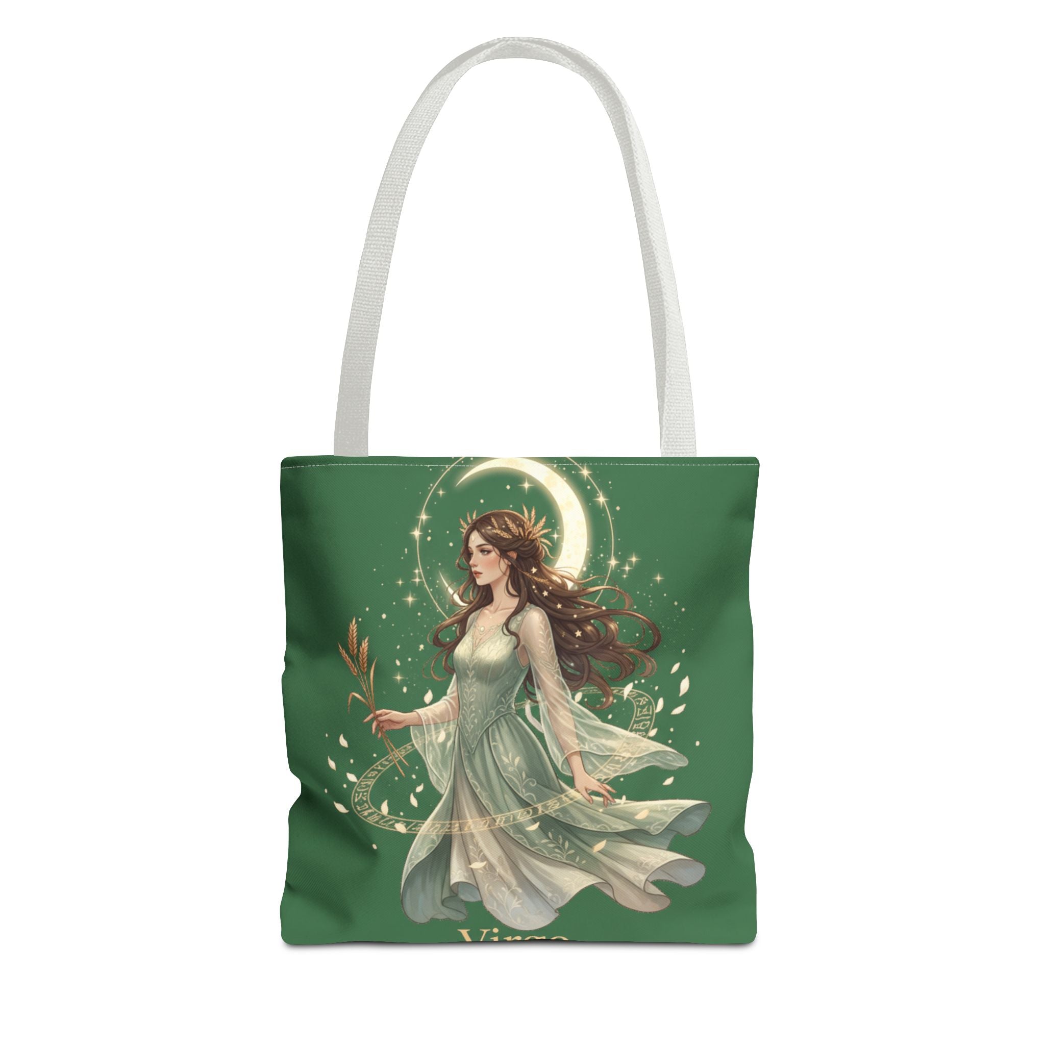 Mystic Moon Goddess Tote Bag — Ethereal Green All-Over Print Tote