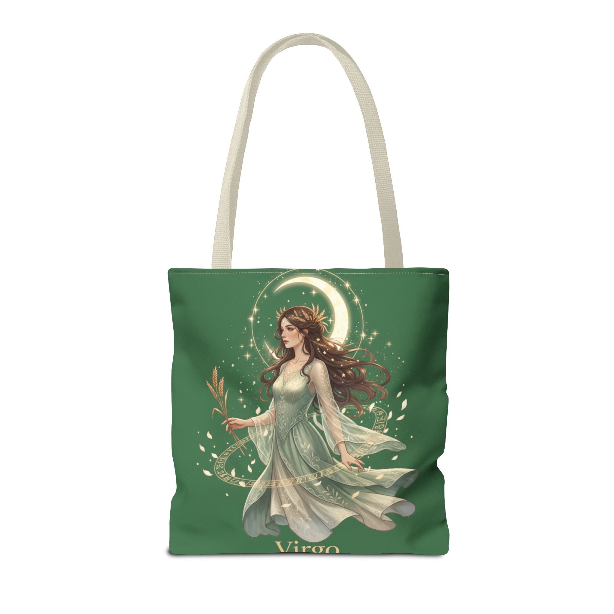 Mystic Moon Goddess Tote Bag — Ethereal Green All-Over Print Tote