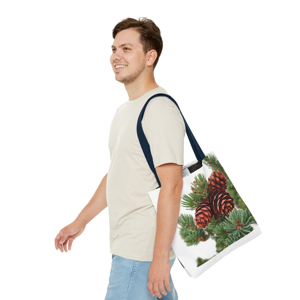 Pinecone Winter Tote Bag — Botanical Evergreen Holiday Market Bag