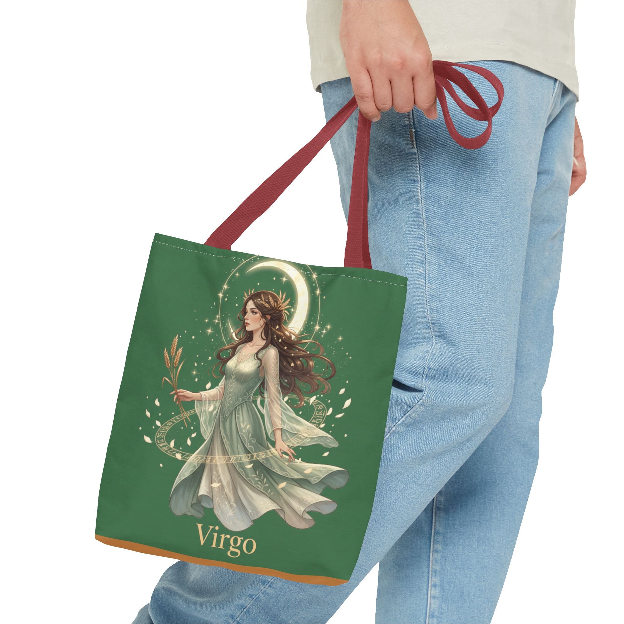 Mystic Moon Goddess Tote Bag — Ethereal Green All-Over Print Tote