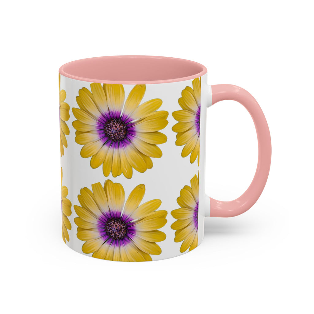 Yellow Purple Daisy Accent Coffee Mug – Floral Pattern 11/15oz