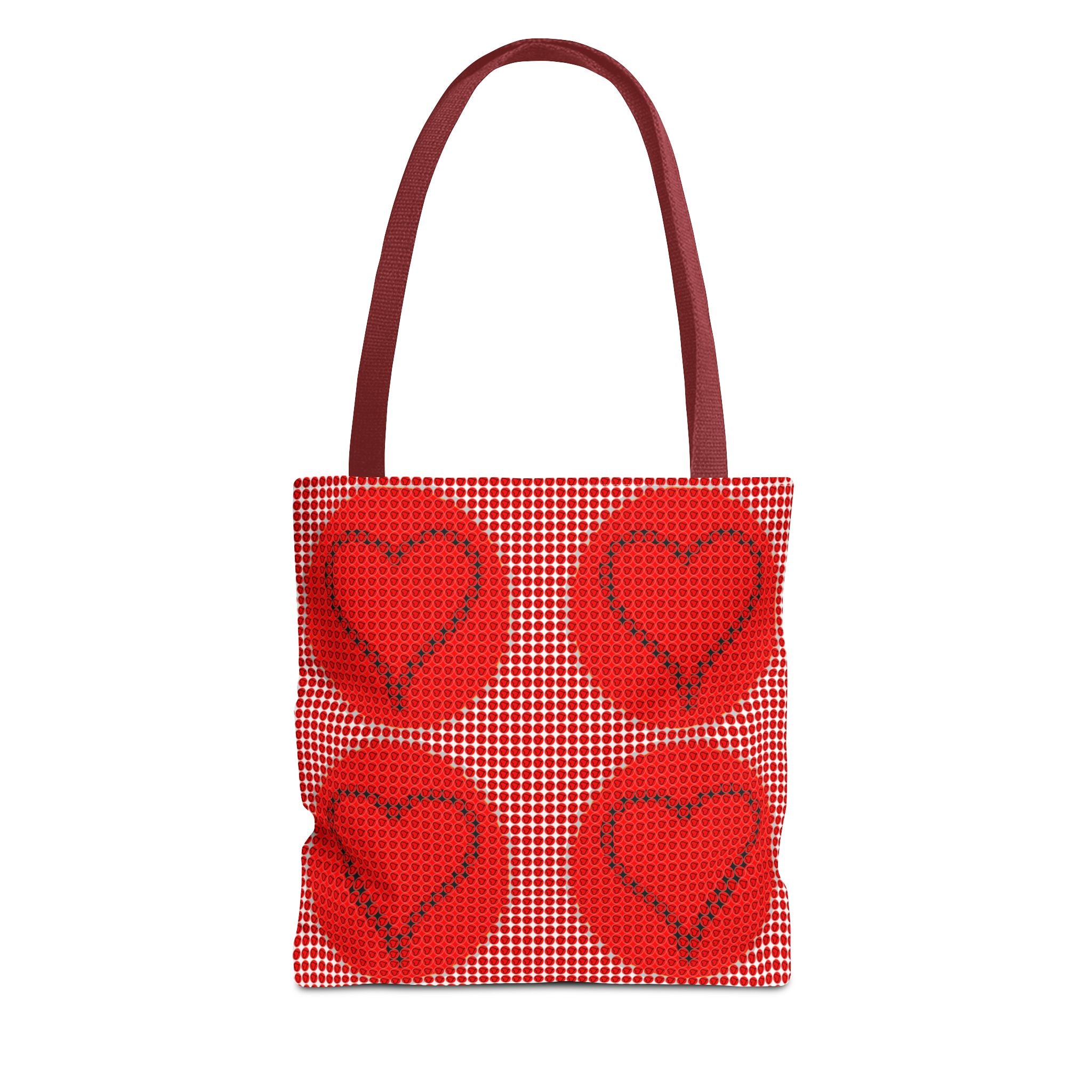 Heart Pattern Tote Bag — Red Valentine All-Over Print Canvas Tote
