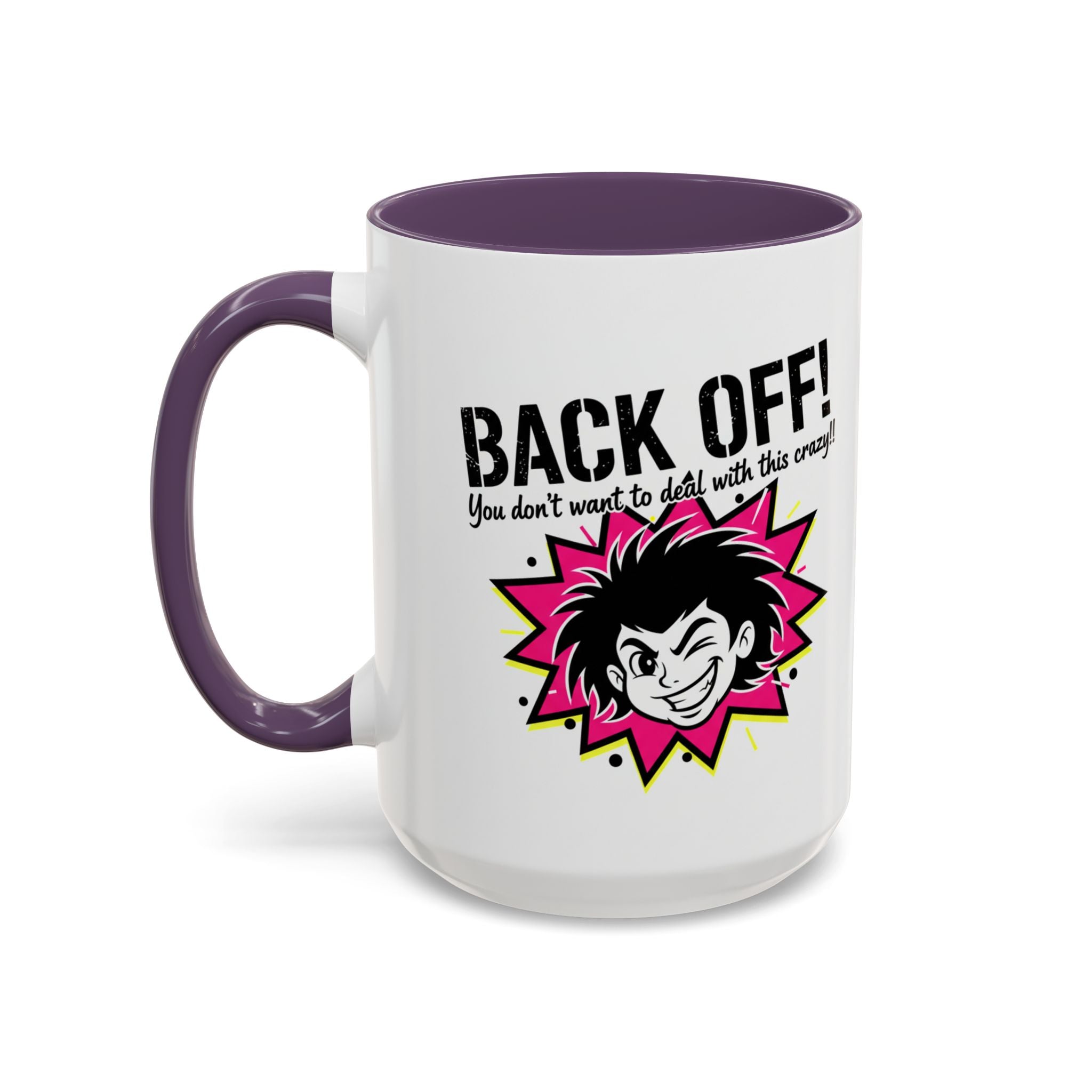 Back Off! Funny Cartoon Face Accent Coffee Mug — 11/15oz