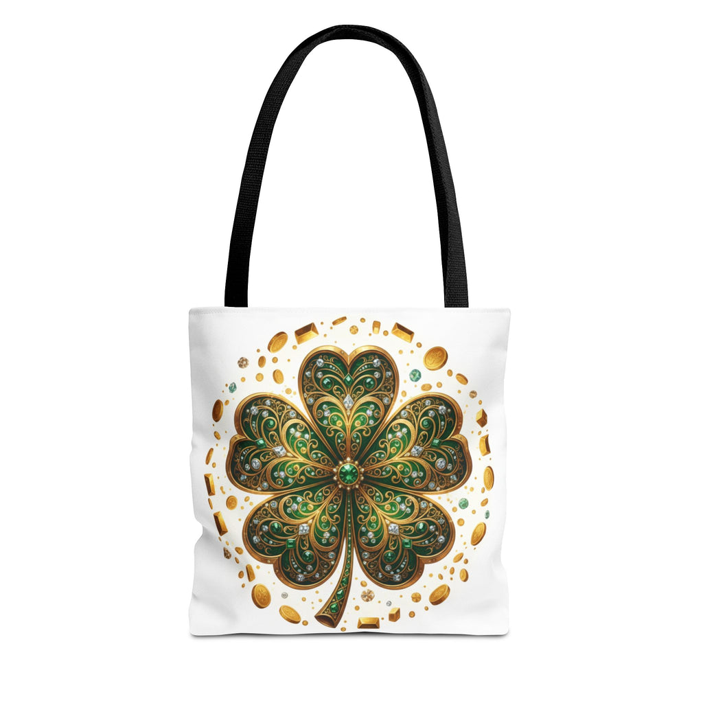 Celtic Shamrock Tote Bag — Green Four-Leaf Clover St. Patrick’s Day All-Over Print