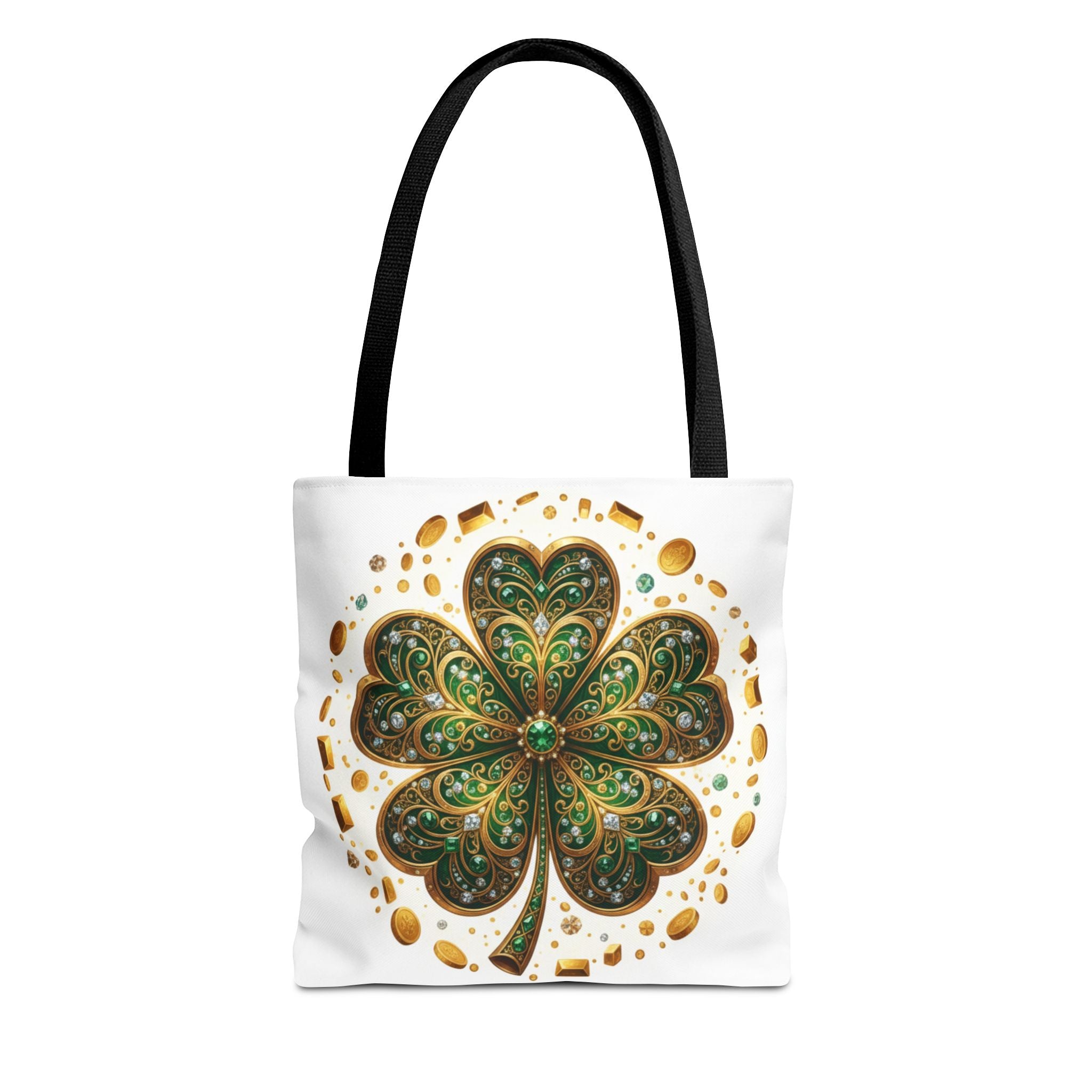 Celtic Shamrock Tote Bag — Green Four-Leaf Clover St. Patrick’s Day All-Over Print