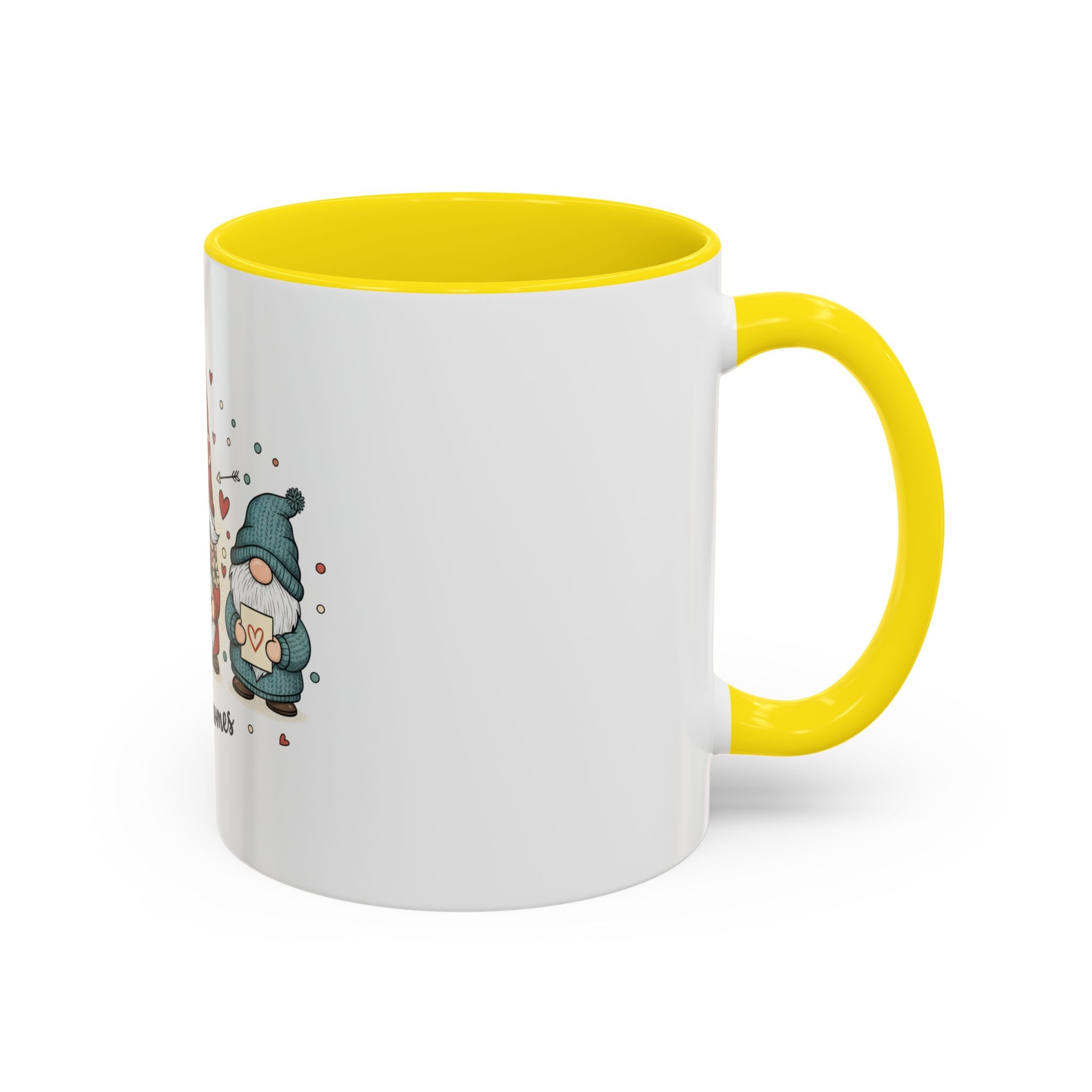 Love Gnomes Accent Coffee Mug — Cute Valentine Heart Gnome Tea Cup (11/15oz)