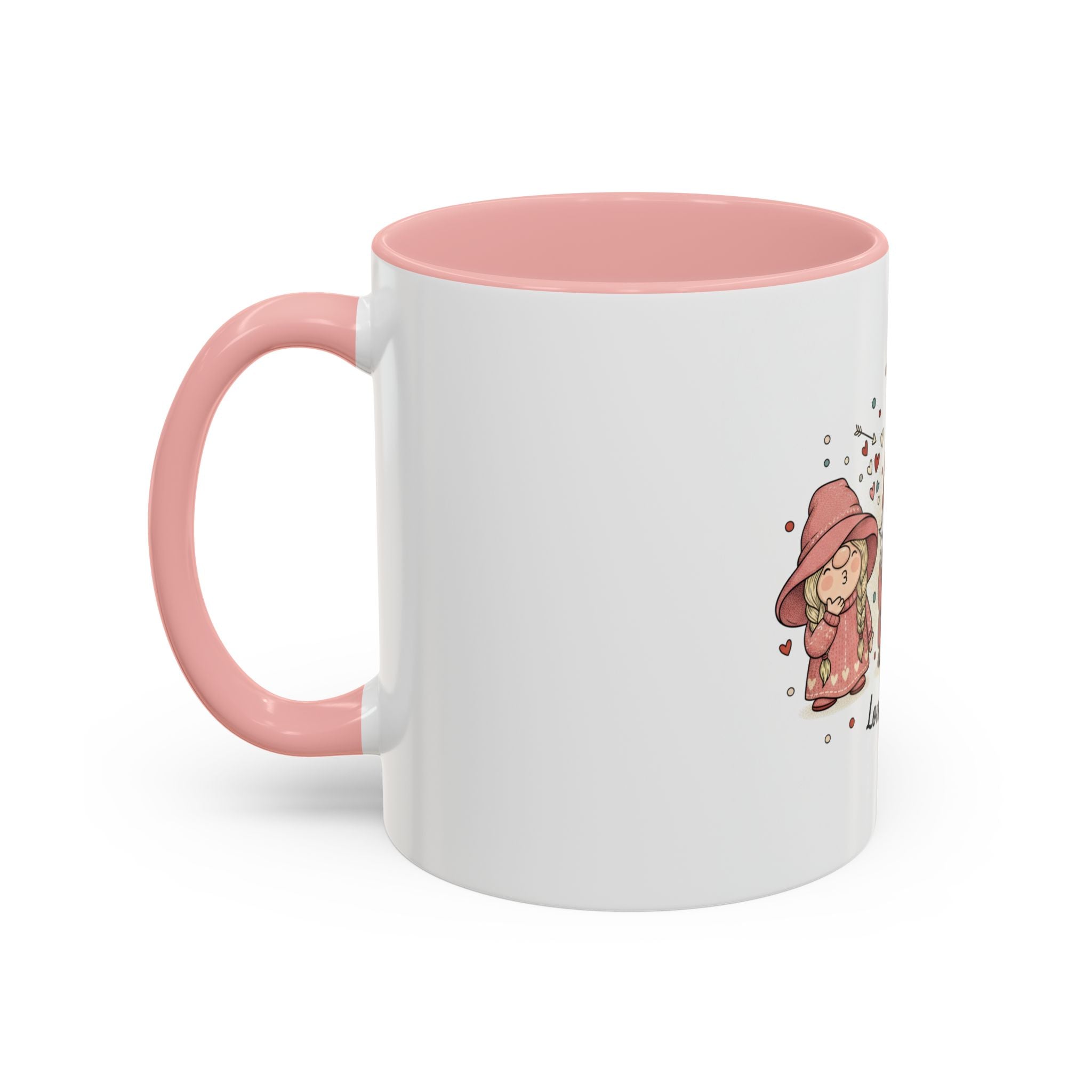 Love Gnomes Accent Coffee Mug — Cute Valentine Heart Gnome Tea Cup (11/15oz)