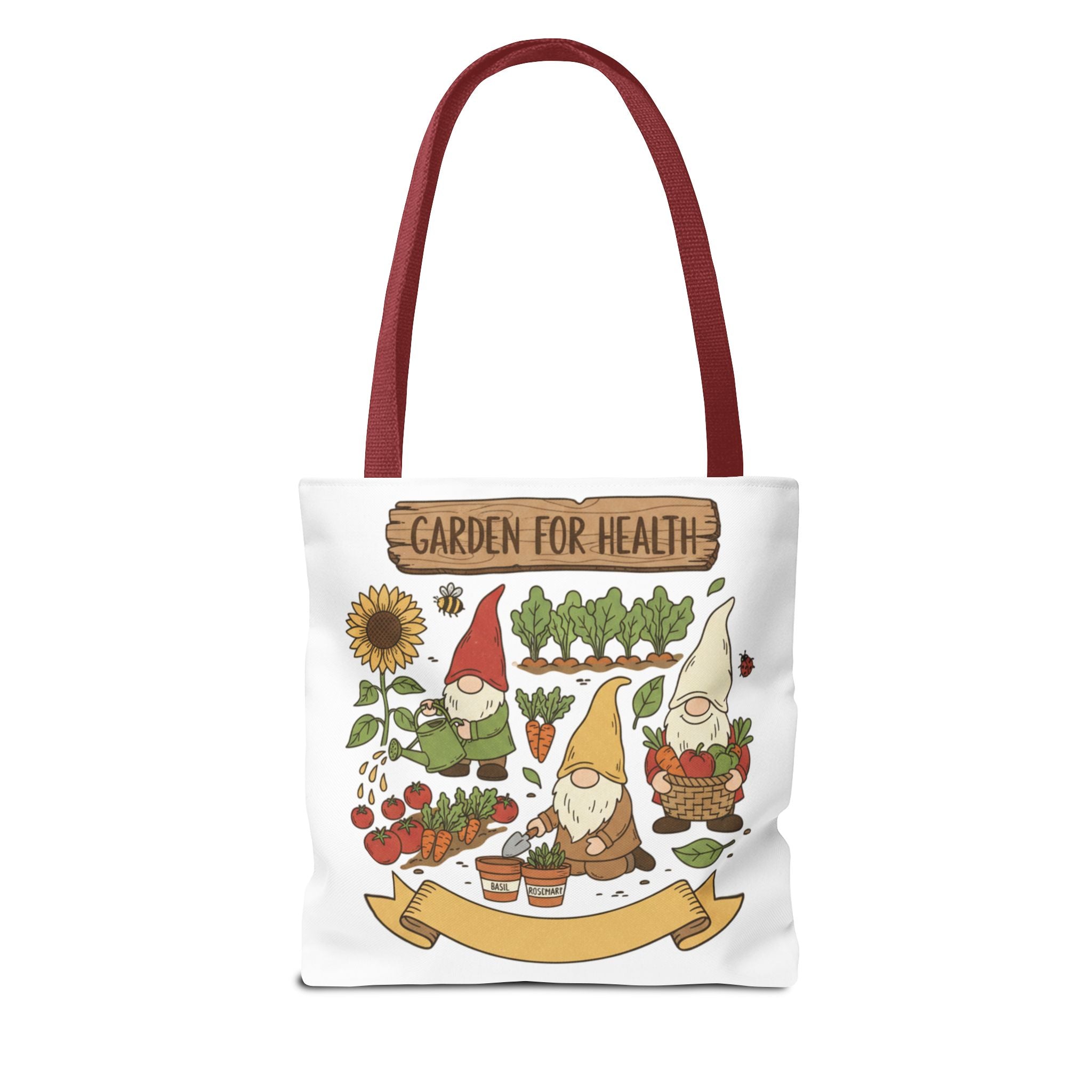 Garden Gnome Tote Bag - "Garden For Health" Cute Eco Shopper