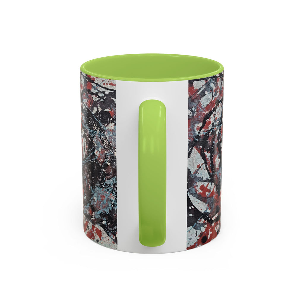 Abstract Splatter Accent Coffee Mug — Red, Black & White Artistic Design (11/15oz)