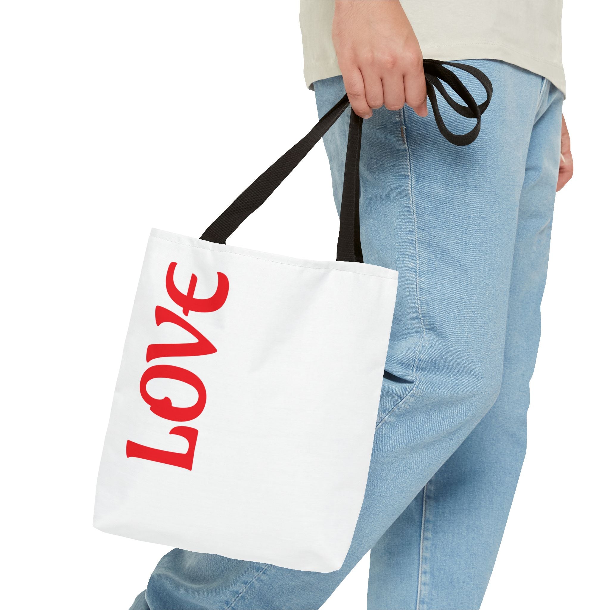 LOVE Vertical Red Tote Bag – Romantic Valentine’s Day Canvas Tote
