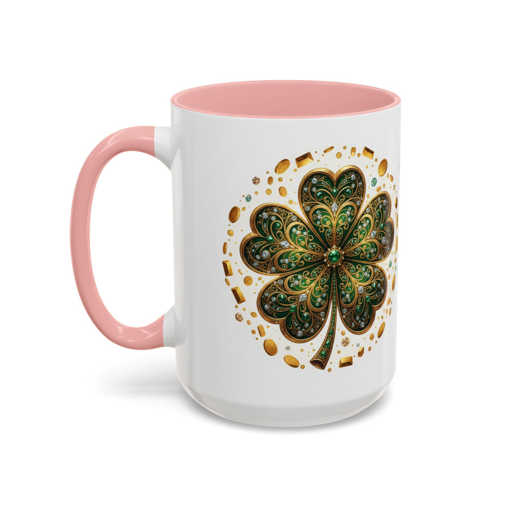 St. Patrick's Shamrock Coffee Mug — "Money Flows to Me" Lucky Charm Accent Mug