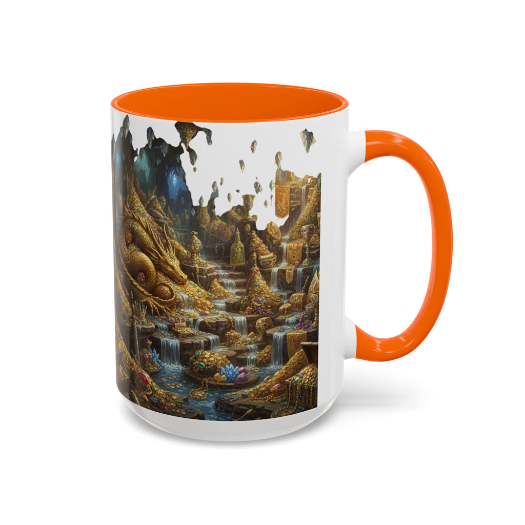 Dragon Hoard Accent Coffee Mug — Fantasy Treasure Landscape (11/15 oz)