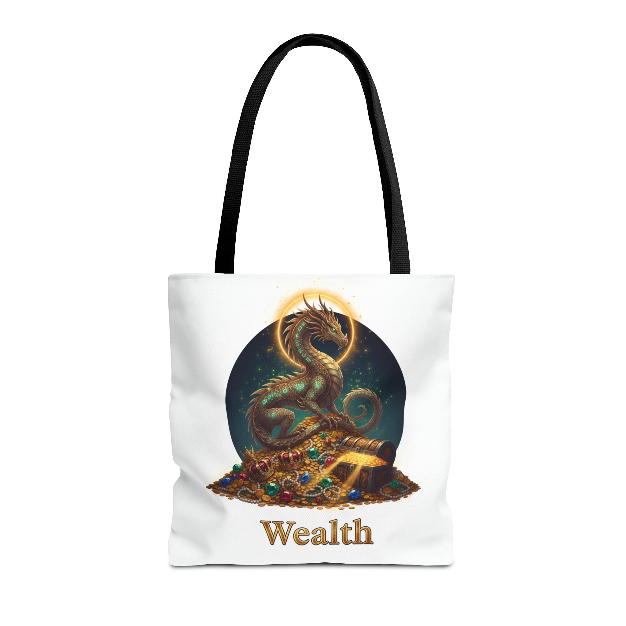 Wealth Dragon Tote Bag — Fantasy Dragon Treasure Illustration Tote