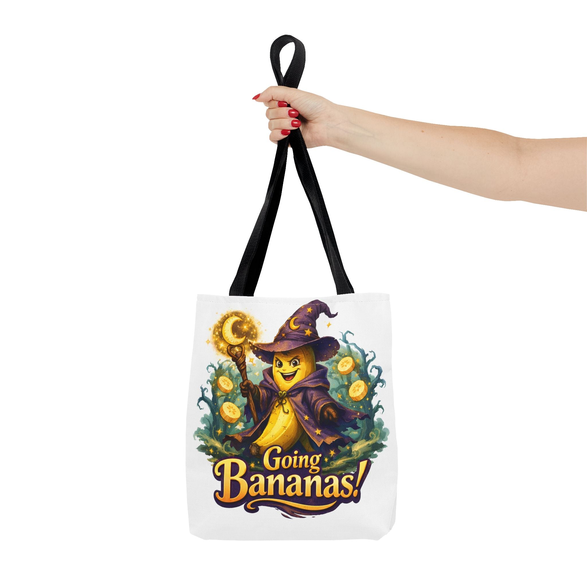 Going Bananas! Witch Banana Tote Bag — Cute Halloween Grocery & Trick-or-Treat Tote