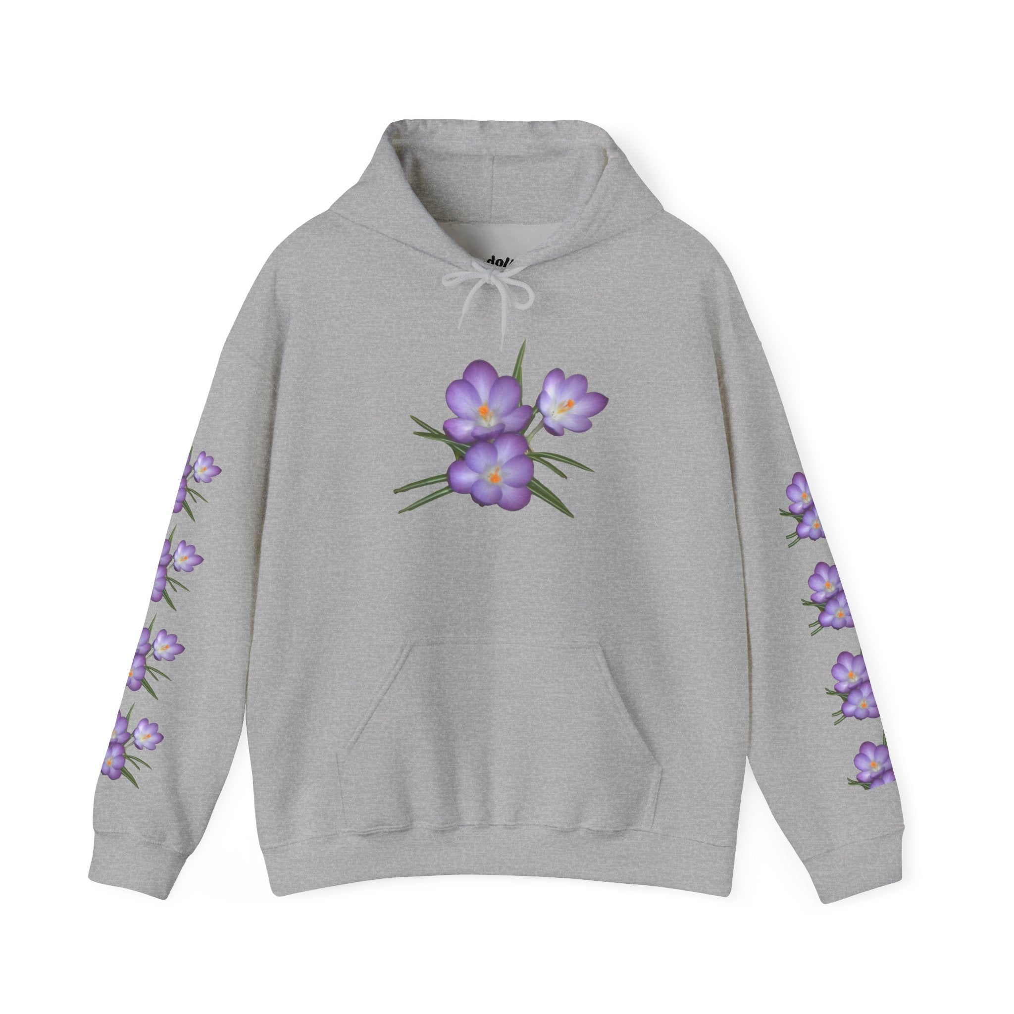 Purple Crocus Floral Hoodie — Spring Flower Graphic Sweatshirt