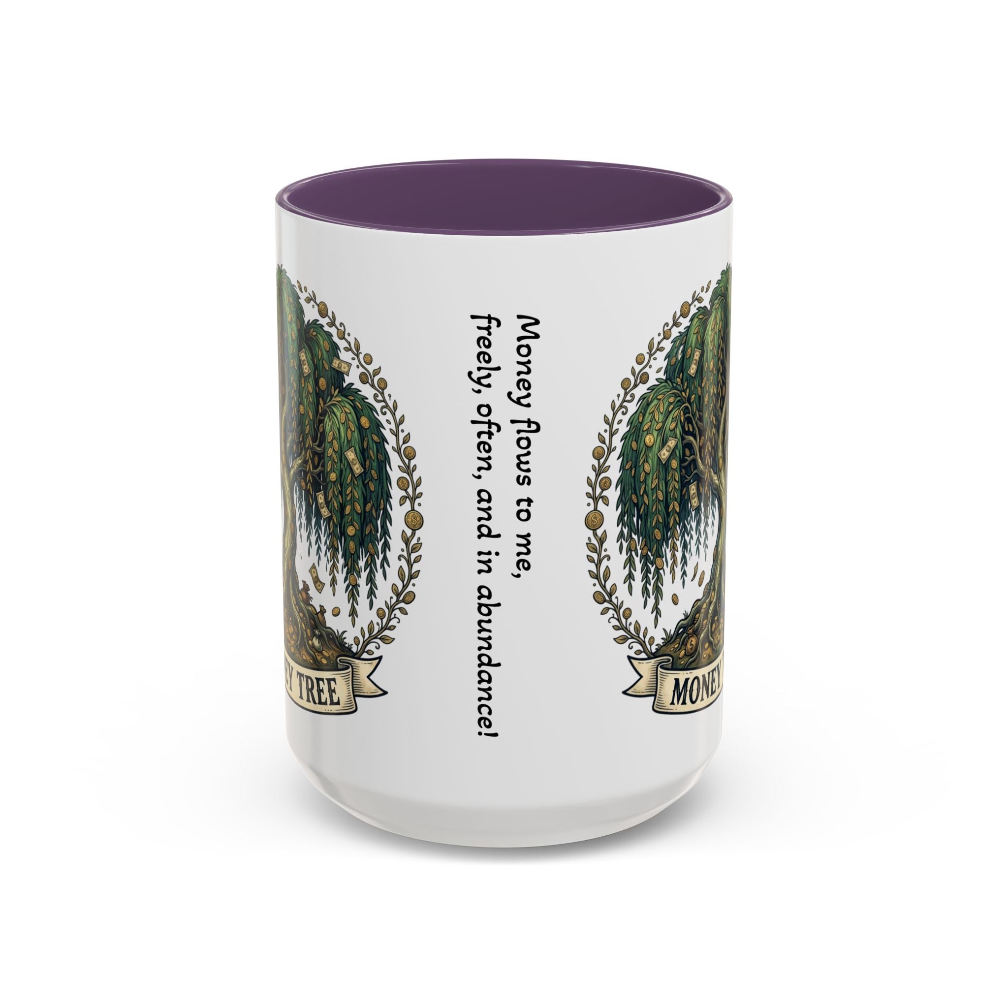 Money Tree Accent Coffee Mug — Inspirational 11/15oz Ceramic Mug with "Money Tree" Design