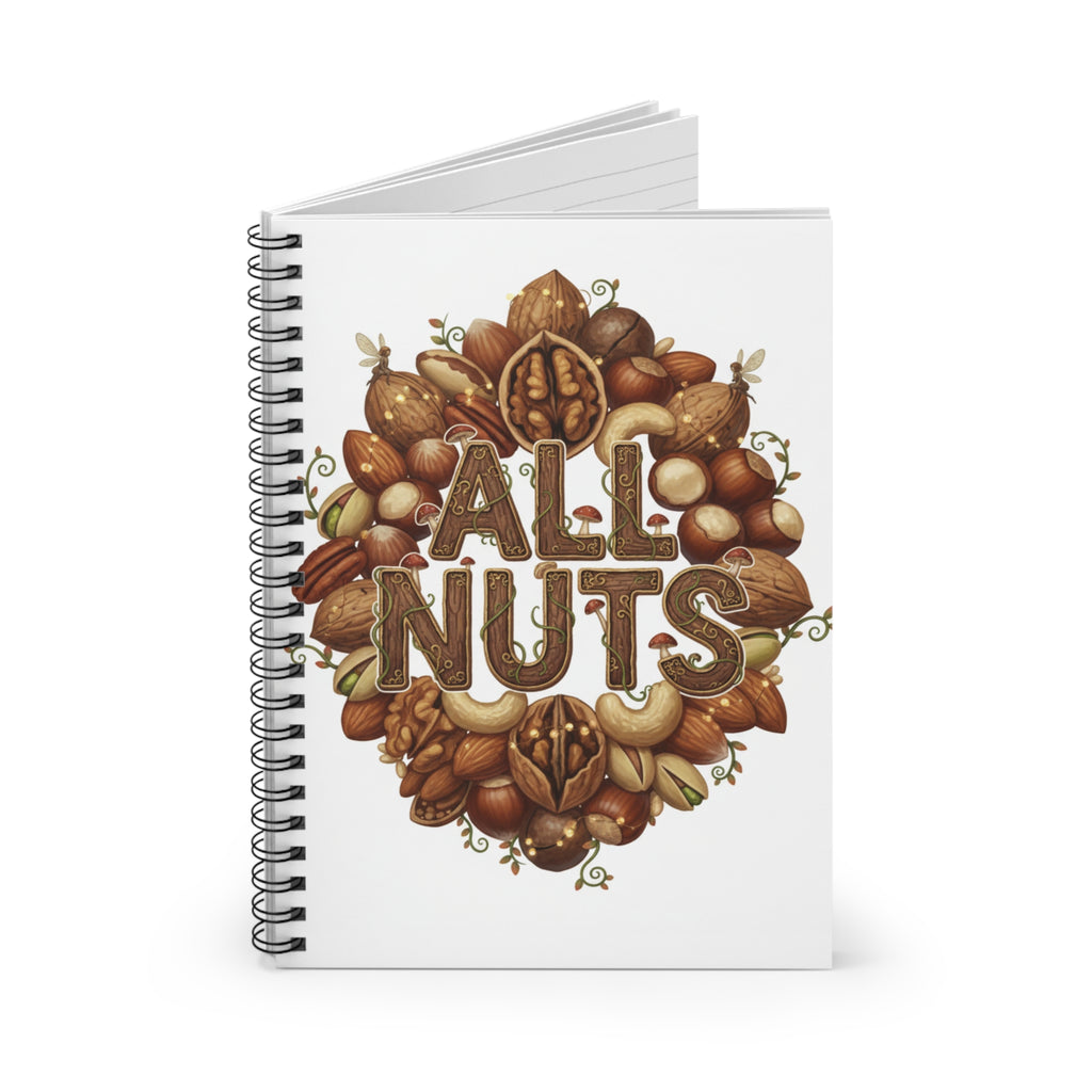All Nuts Spiral Notebook — Botanical Nut Illustration Ruled Journal