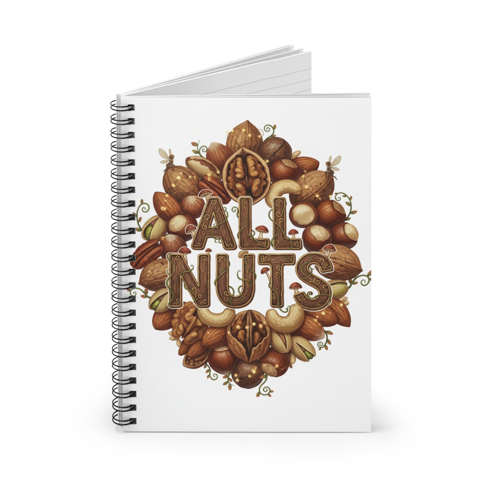 All Nuts Spiral Notebook — Botanical Nut Illustration Ruled Journal