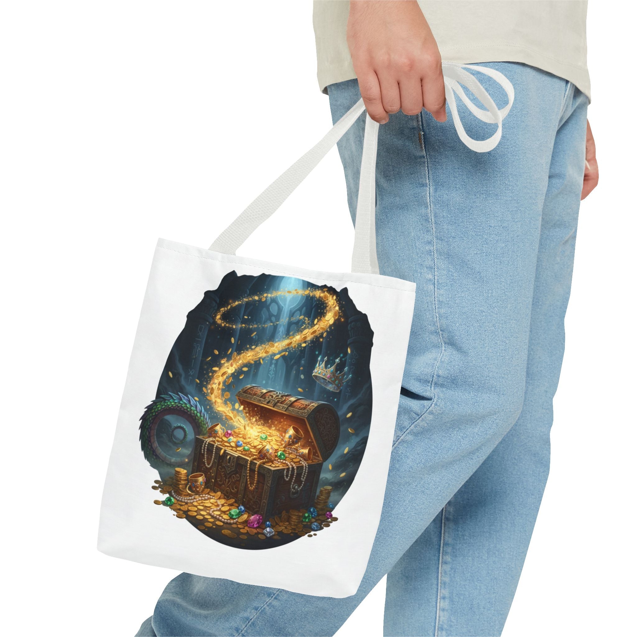Magic Treasure Chest Tote Bag — Fantasy Pirate Gold Illustration Tote