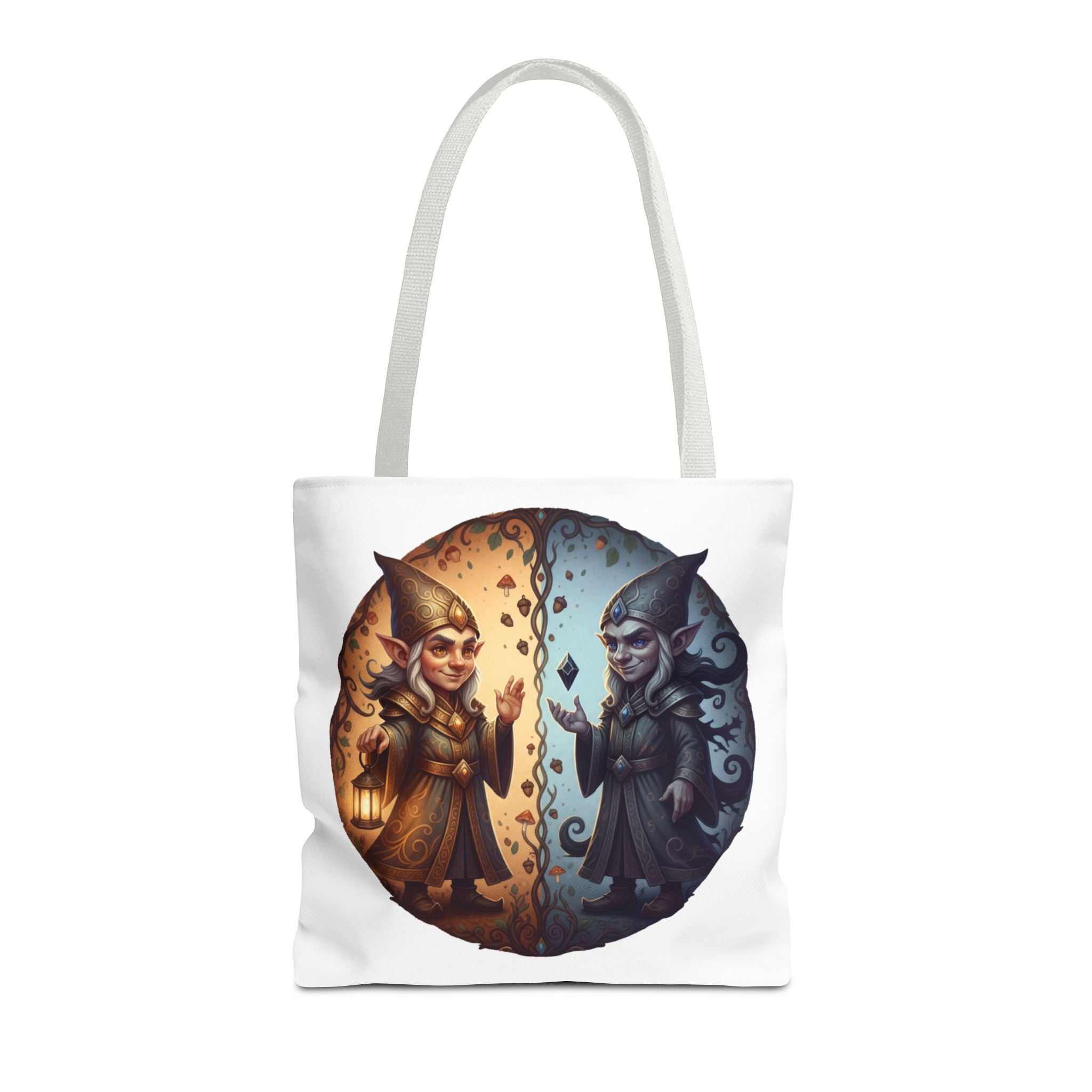 Gnome Duality Tote Bag — Day & Night Fantasy Illustration