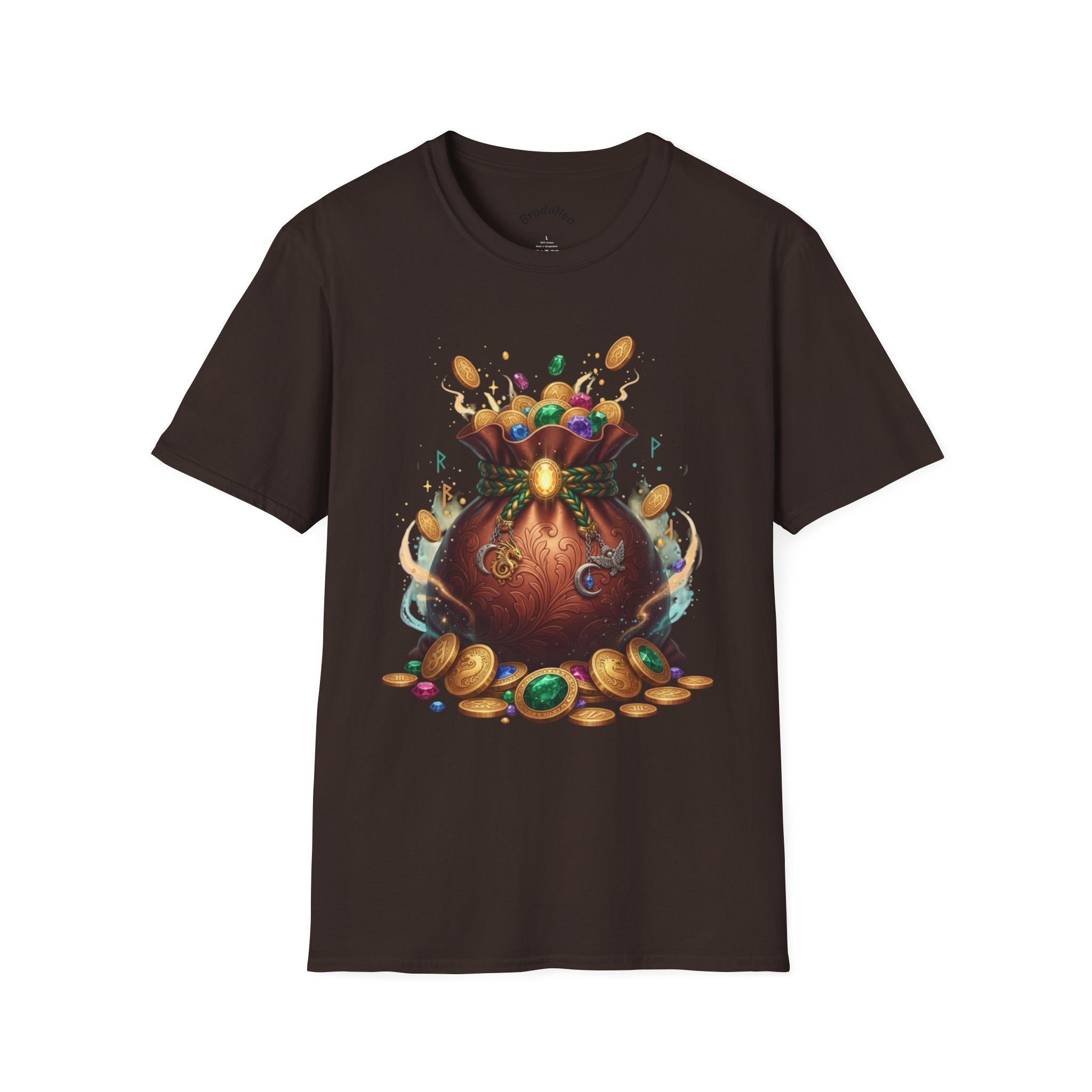 Treasure Pouch T-Shirt — Gold Coins & Gems Fantasy Graphic Tee