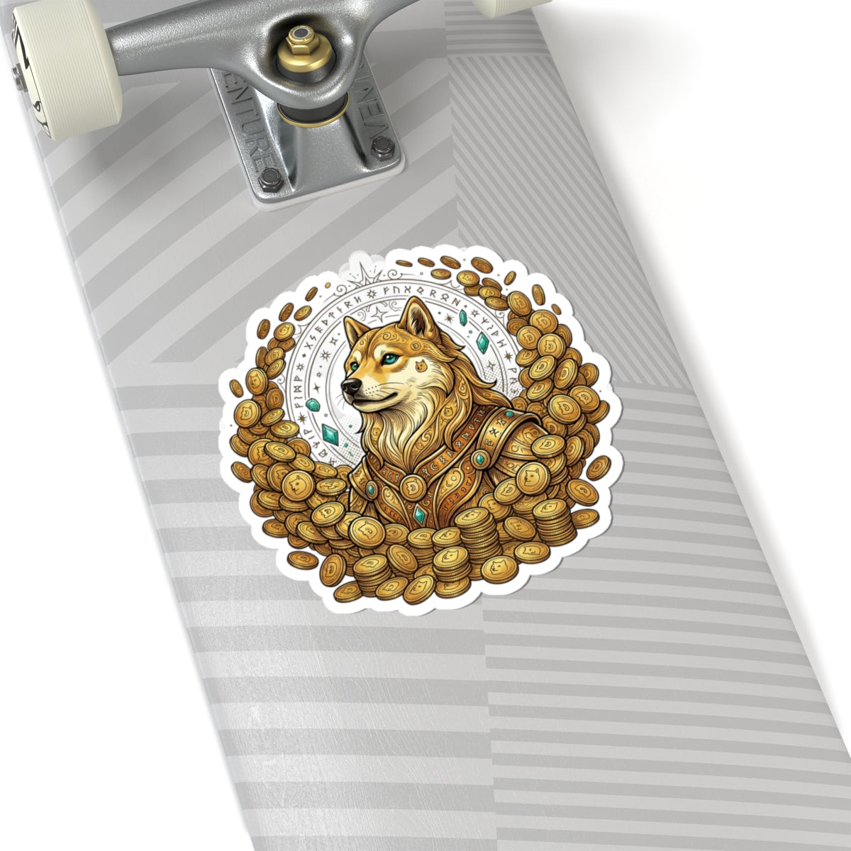 Shiba Inu Treasure Sticker — Crypto Doge Coin Pile Kiss-Cut Sticker