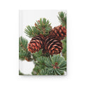 Pinecone Pine Branch Hardcover Journal — Rustic Winter Nature Notebook