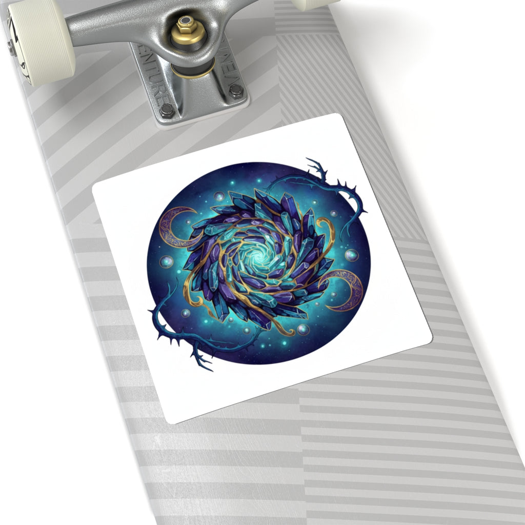 Mystic Crystal Spiral Sticker — Cosmic Blue Kiss-Cut Decal
