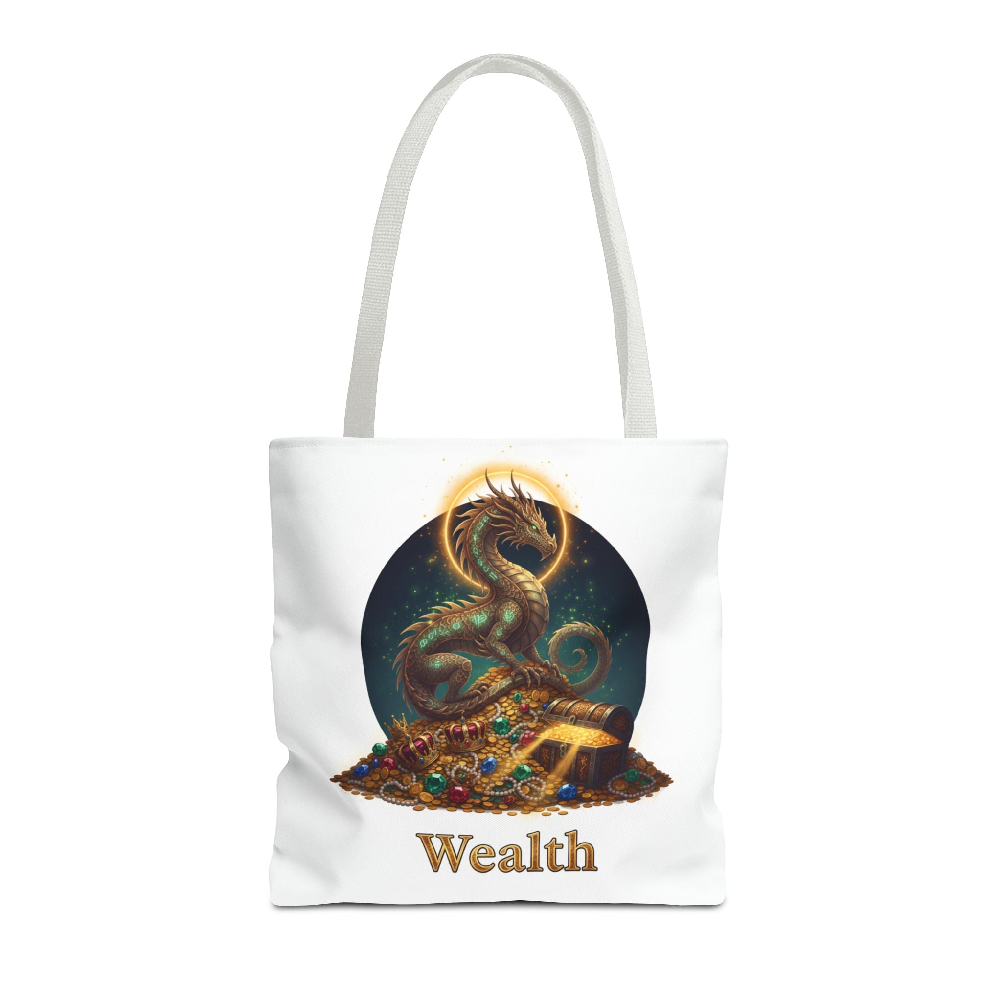 Wealth Dragon Tote Bag — Fantasy Dragon Treasure Illustration Tote