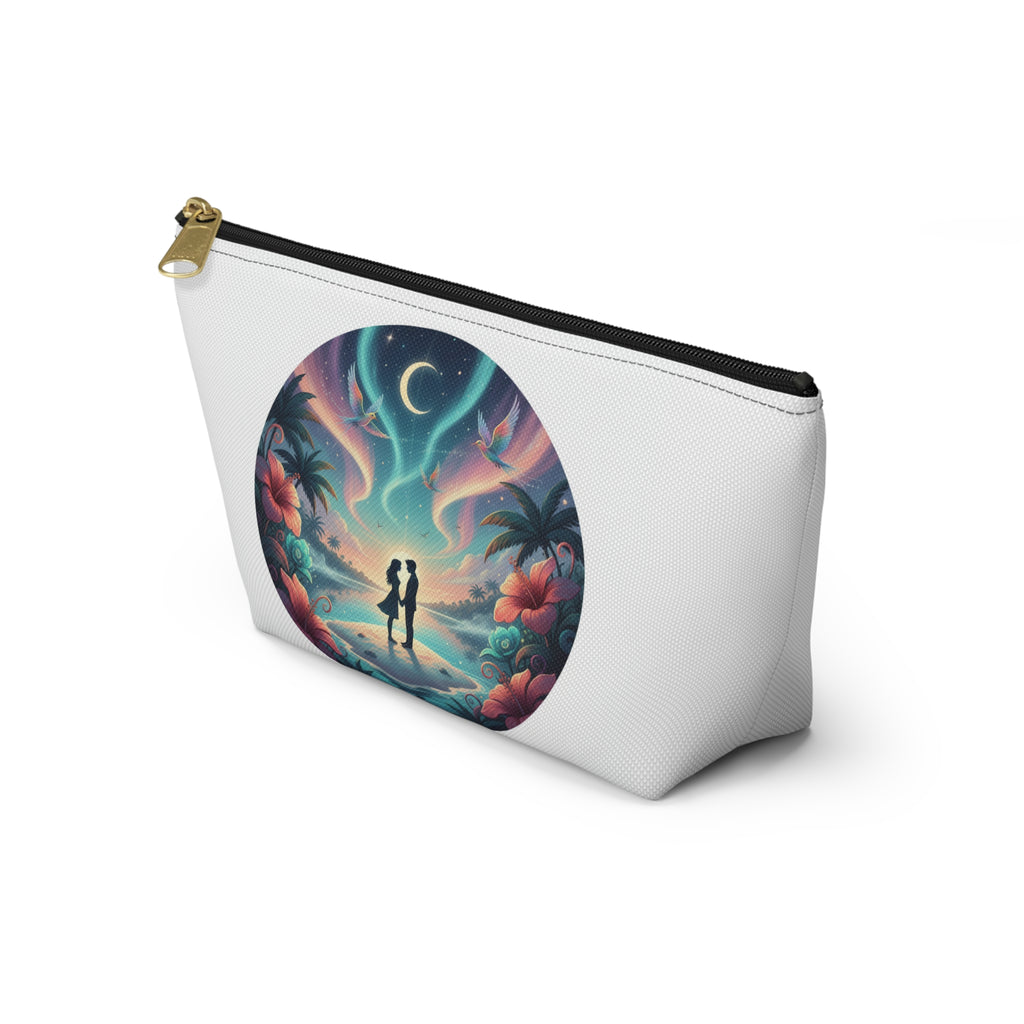 Romantic Beach Sunset Accessory Pouch — Couple Silhouette Makeup Bag
