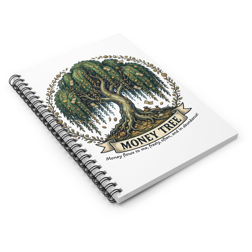 Money Tree Spiral Notebook — Ruled Journal with Prosperity Illustration