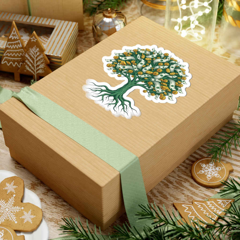Money Tree Sticker — Cash & Coin Tree Kiss-Cut Vinyl Sticker