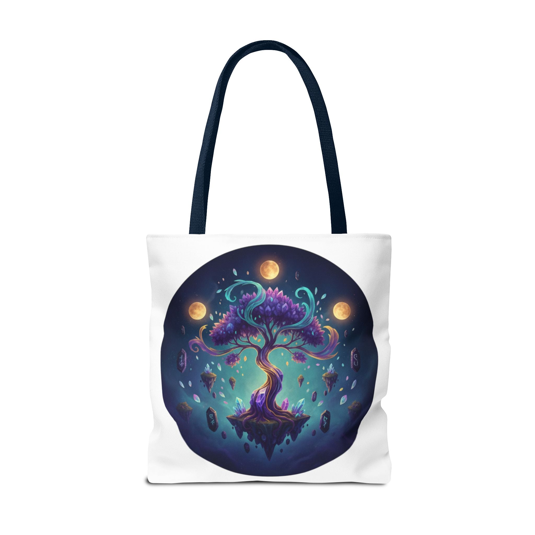 Mystic Floating Tree Tote Bag — Cosmic Moonlight Illustration All-Over Print