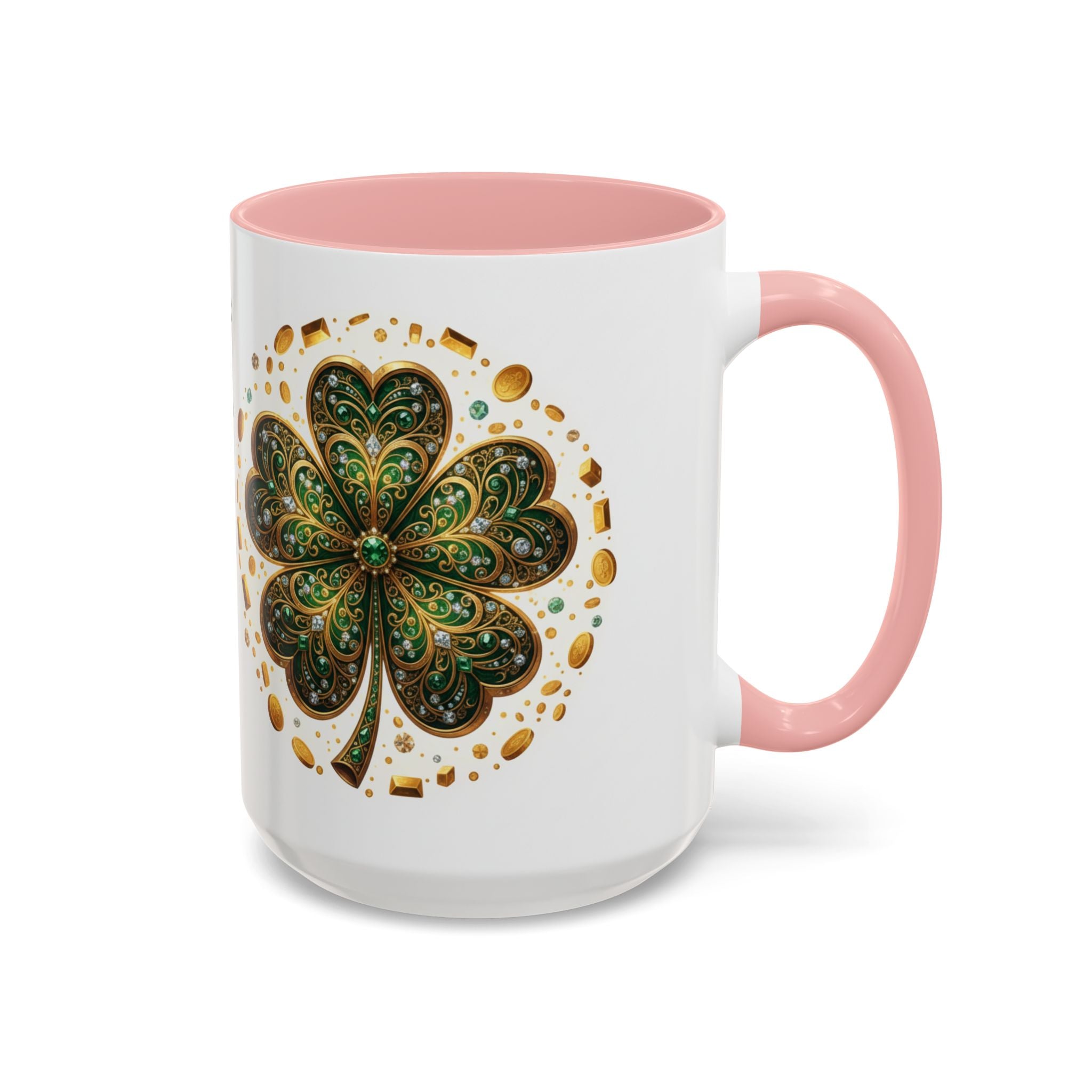 St. Patrick's Shamrock Coffee Mug — "Money Flows to Me" Lucky Charm Accent Mug