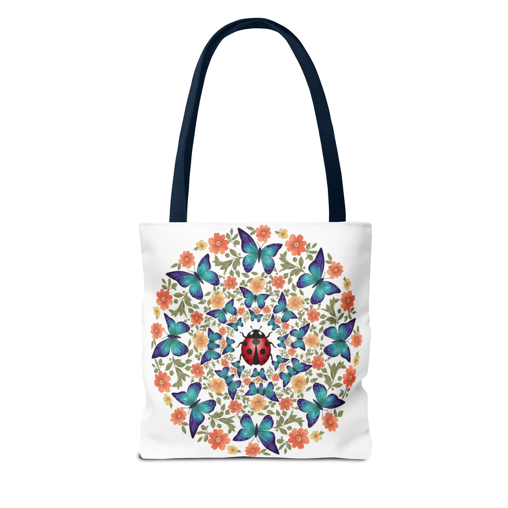 Butterfly & Ladybug Floral Tote Bag – Boho Mandala AOP Beach & Market Bag